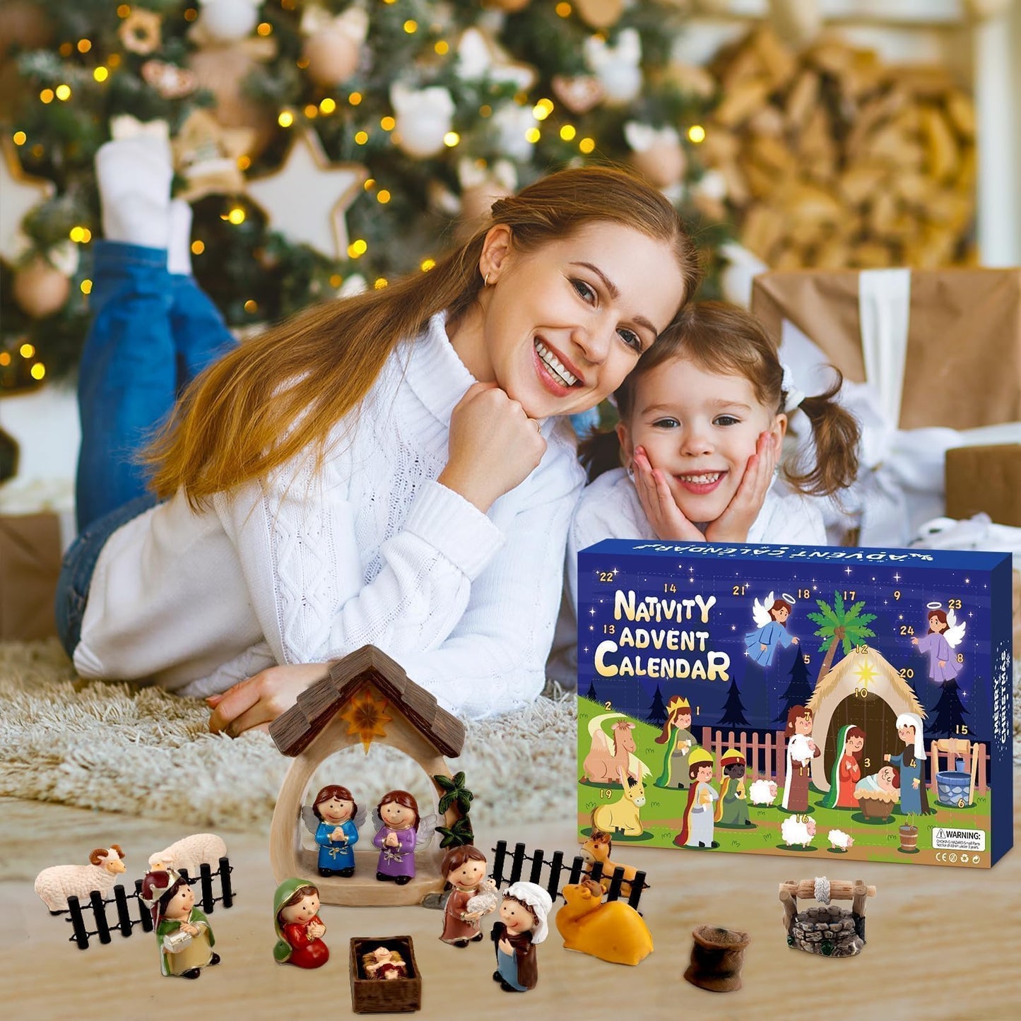 Nativity Advent Calendar 2025-24 Days of Nativity Scene Christmas Countdown Calendar Christian Religious Gifts for Kids Adult Women Men - Medaid International