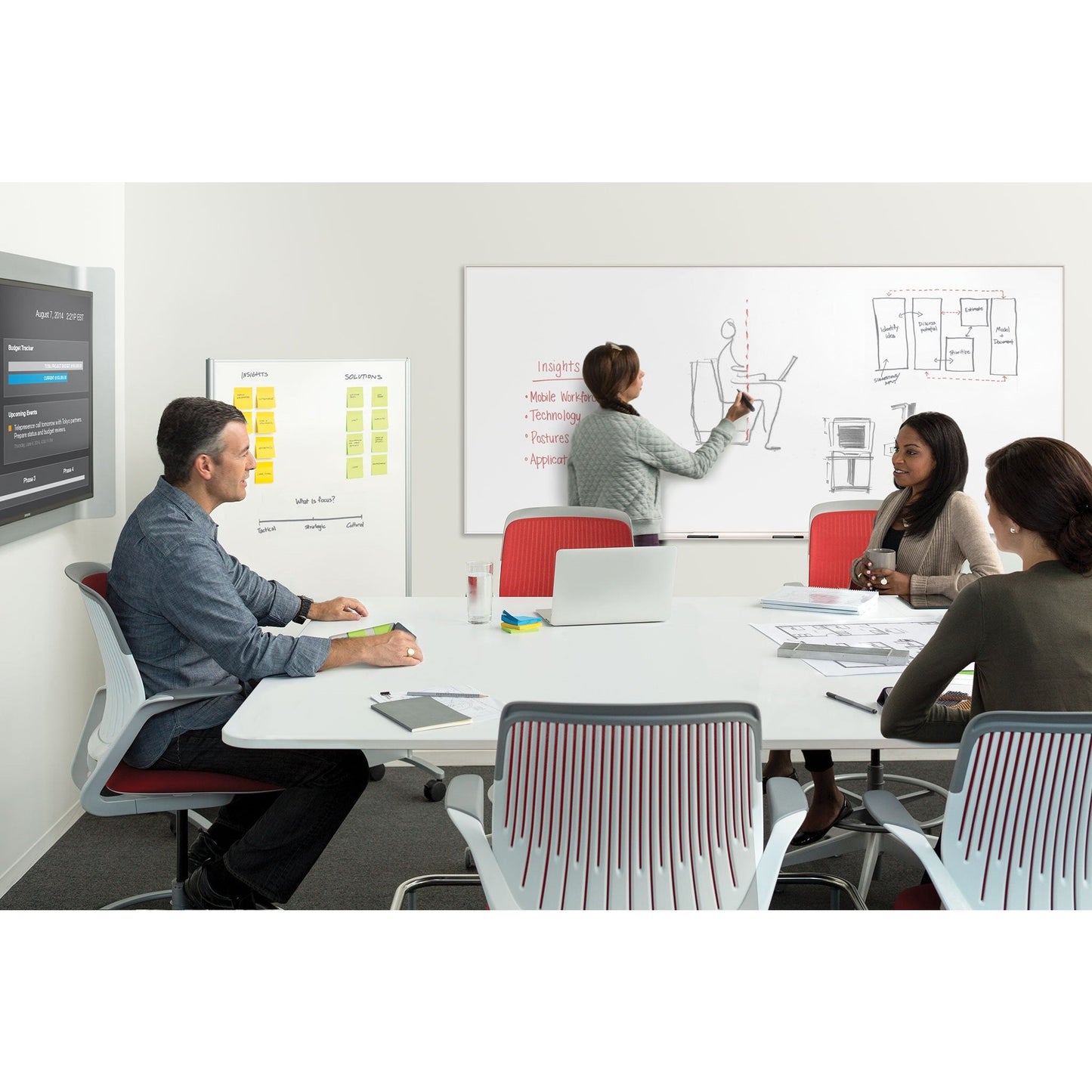 Steelcase Cobi Office Chair: Arms with Soft Arm Caps, White Frame, and Graphite Fabric with Standard Carpet Casters - Medaid International