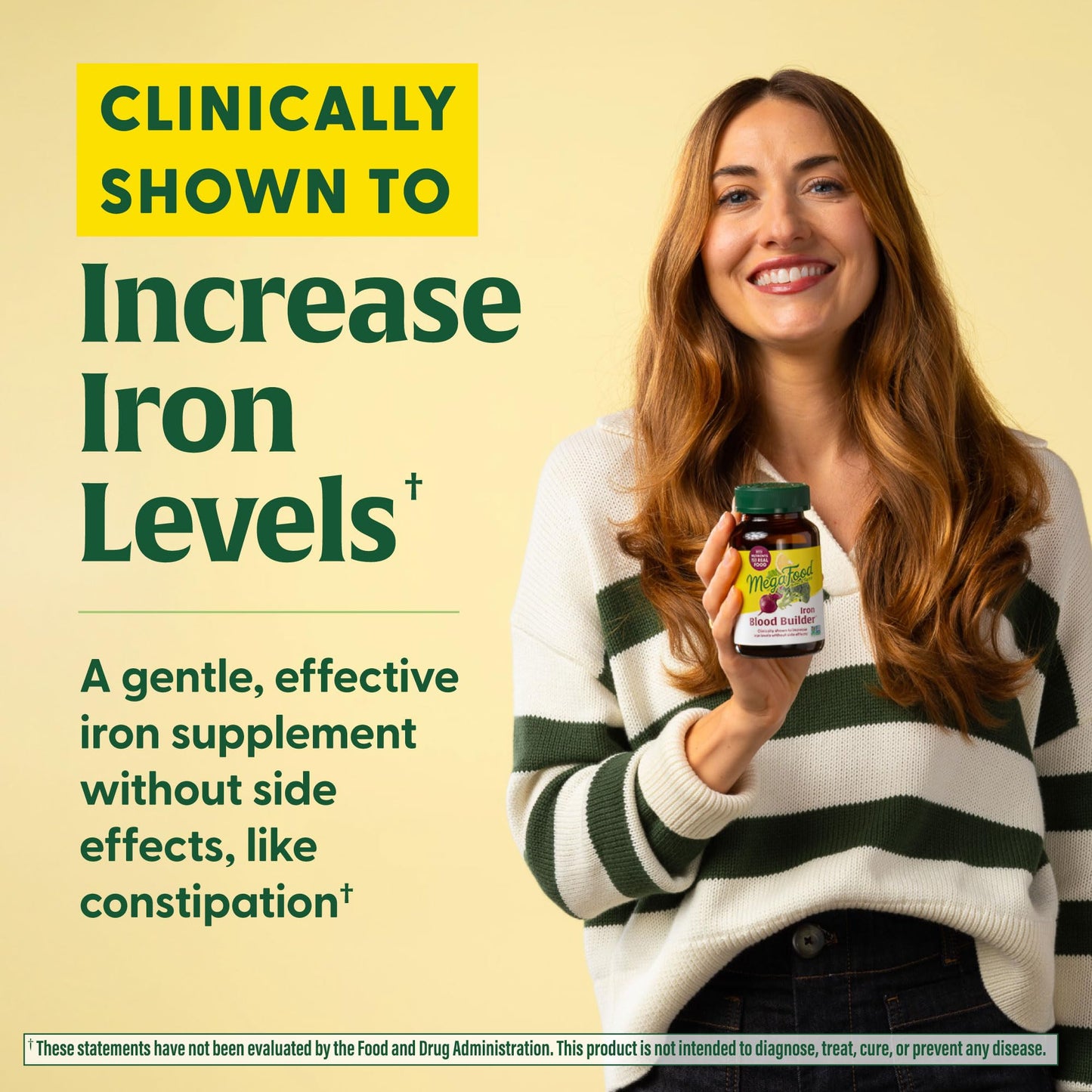 MegaFood Blood Builder Iron Supplement for Women & Men - Increase Iron Levels Without Side Effects - Combats Fatigue - with Vitamin B12, Folic Acid & Vitamin C for Absorption - Vegan - 30 Tablets - Medaid International