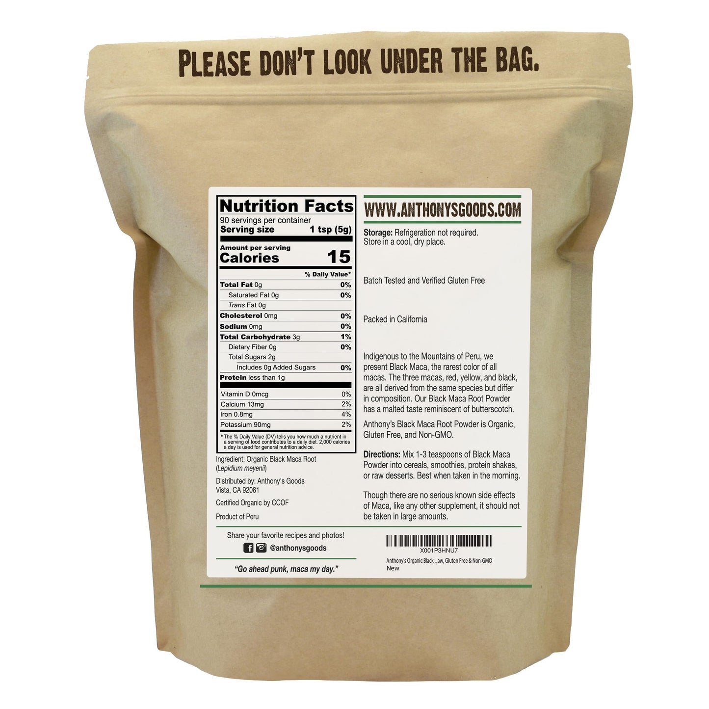 Anthony's Organic Black Maca Powder, 1 lb, Raw, Gluten Free & Non GMO - Medaid International