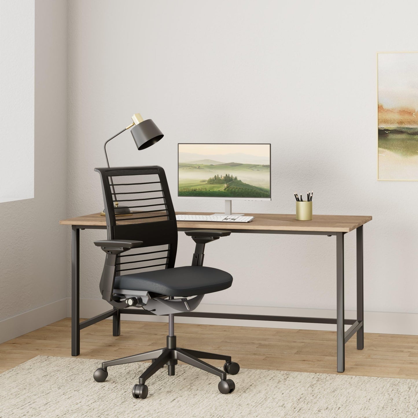 Steelcase Think Chair - Sophisticated, Multi-User - Five Points of Adjustability - Ergonomic Office Chair - Spine Comfort - Lumbar Support - Adjustable Arms - 3D Licorice Mesh Fabric Chair - Medaid International
