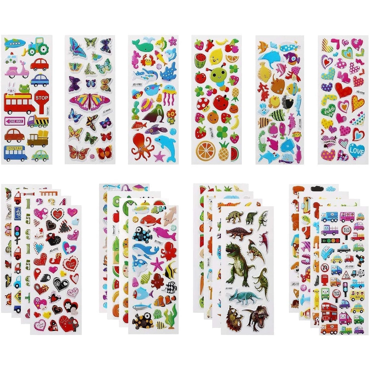 Mumoo Bear 3D Stickers for Kids Puffy Stickers 550+ Children Stickers 22 Variety Sheets for Rewarding Gifts Scrapbooking Including Animals, Fish, Dinosaurs, Numbers, Fruits, Trucks, Butterfly and More - Medaid International