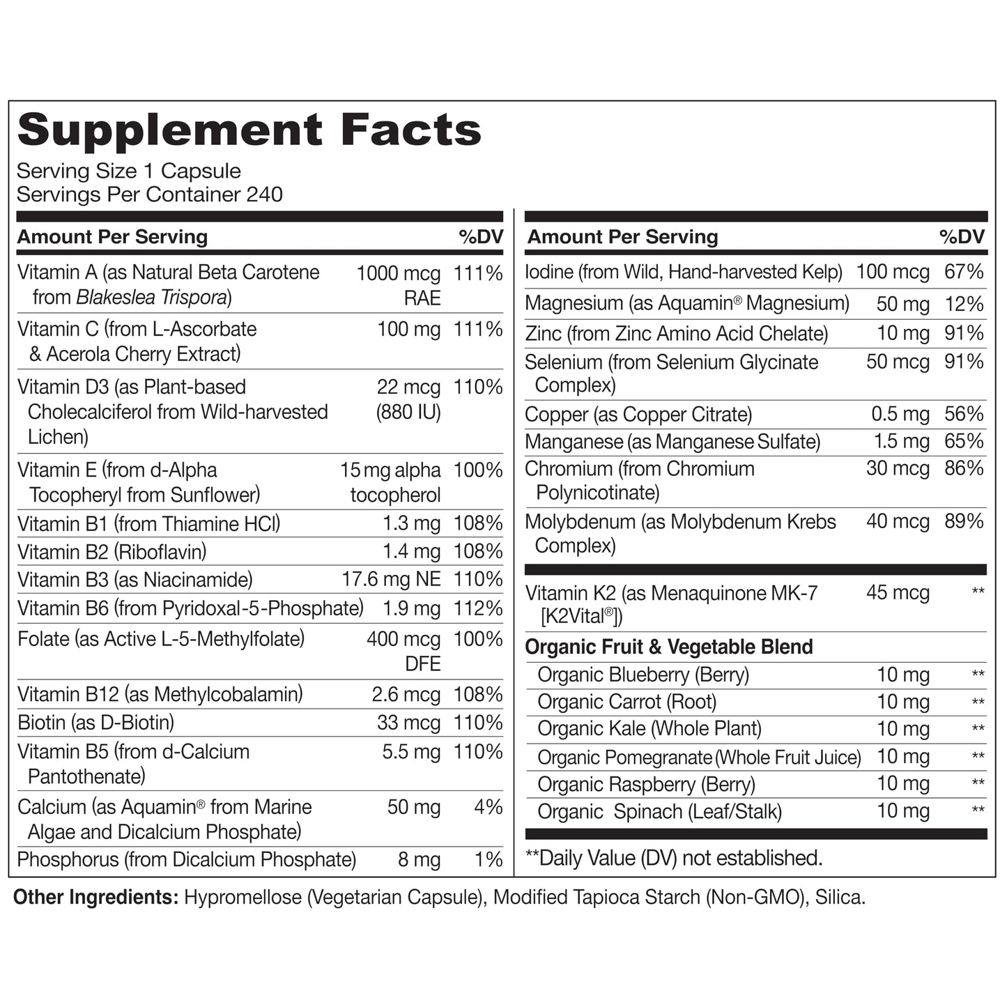 NATURELO Mens Multivitamins - One Daily Multivitamin for Men with Vitamins, Minerals & Organic Whole Foods, Boost Energy & Health, Non-GMO, 240 Vegetarian Capsules - Medaid International