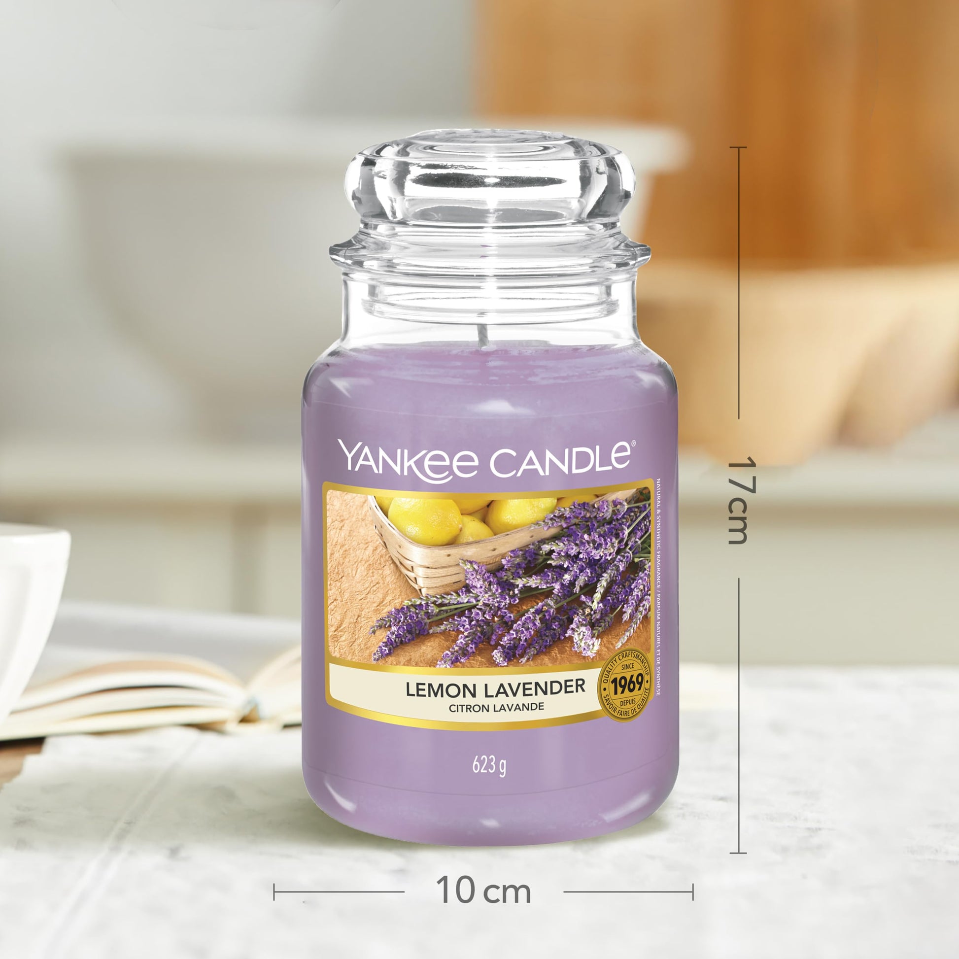 Yankee Candle Lemon Lavender Scented Classic 22oz Large Jar Single Wick Candle Over 110 Hours of Burn Time Ideal for Gifting Events and Home Fragrance - Medaid International