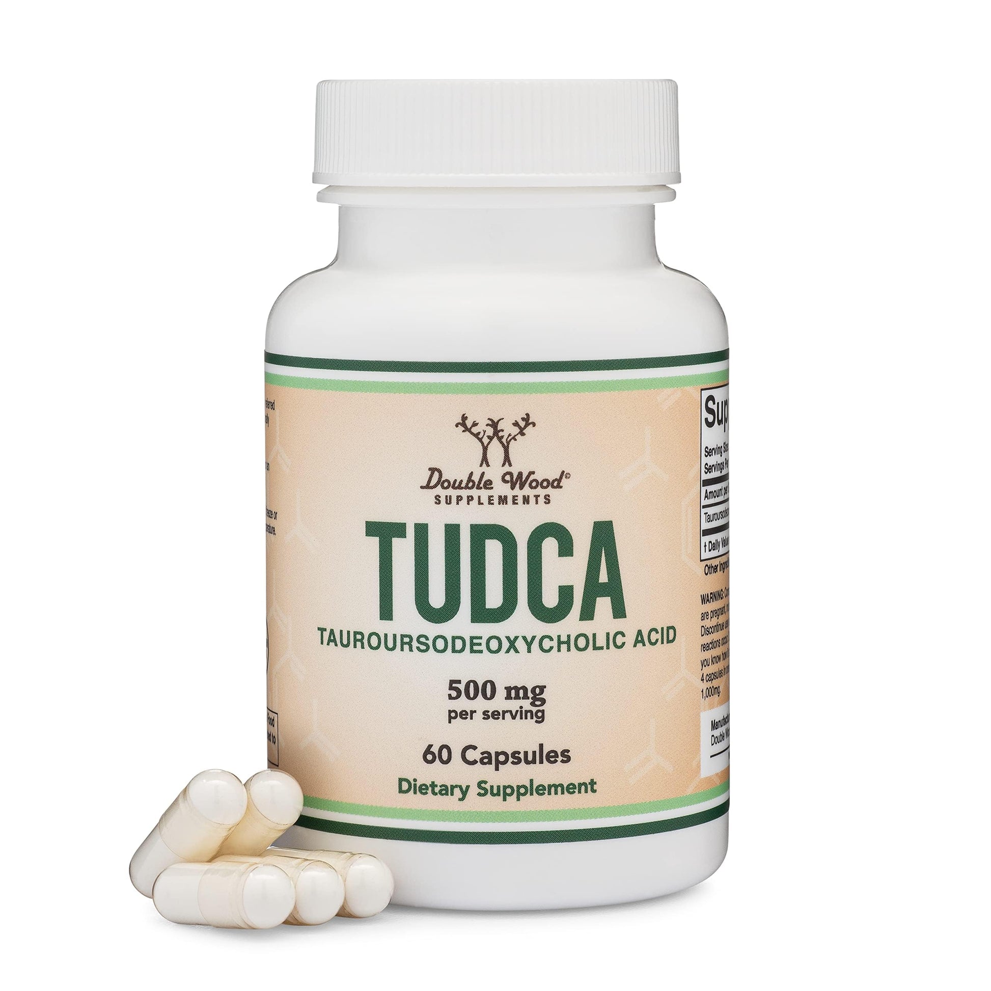 TUDCA Bile Salts Liver Support Supplement, 500mg Servings, Liver and Gallbladder Cleanse Supplement (60 Capsules, 250mg) Genuine Bile Acid TUDCA with Strong Bitter Taste by Double Wood - Medaid International