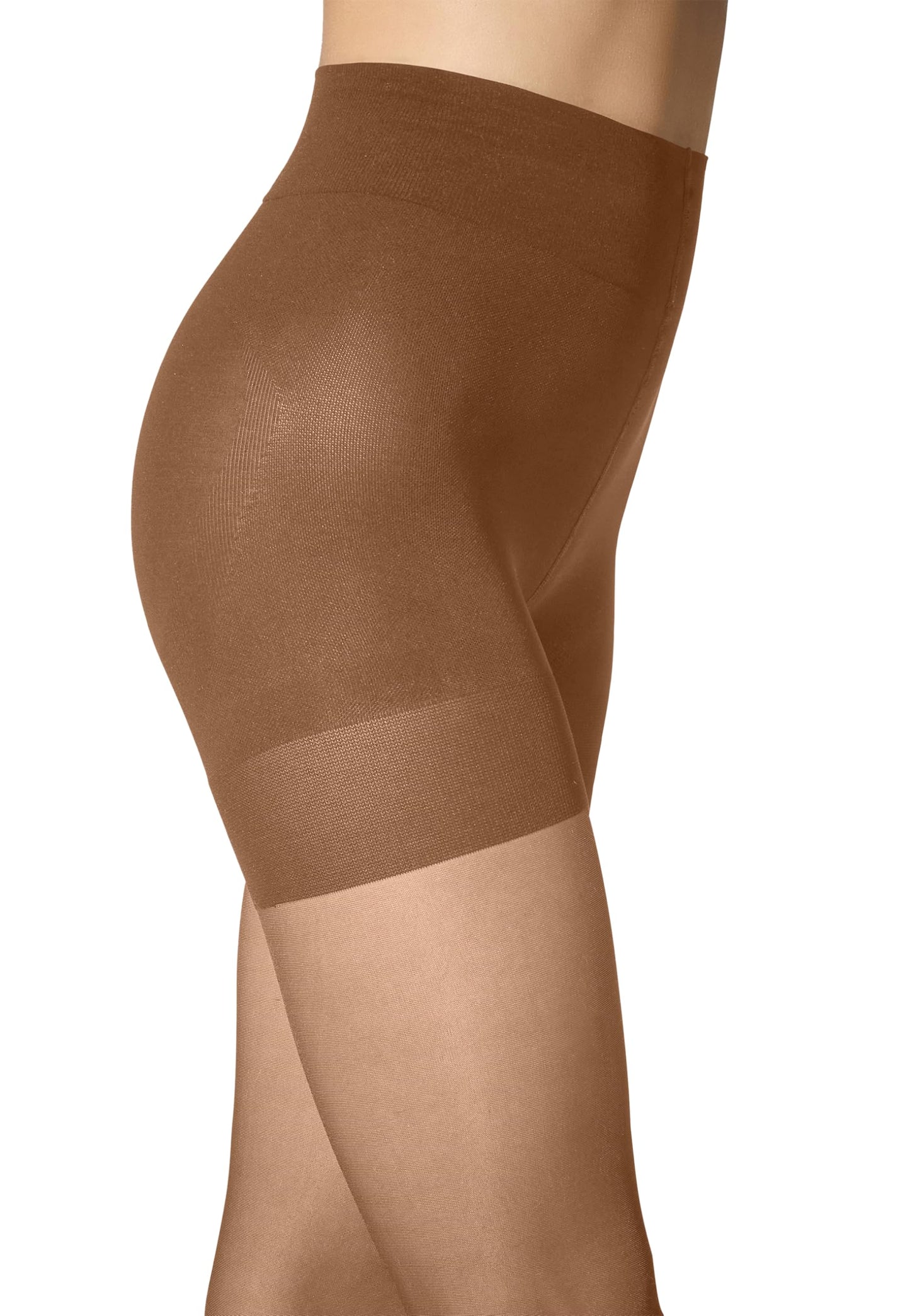 Wolford Miss W 30 Push-Up Tights for Women Knitted-In Shaping Pushup Effect Strong Leg Support Sustainable Dye Sheer Hosiery Brown Sun-tan Brown Medium - Medaid International