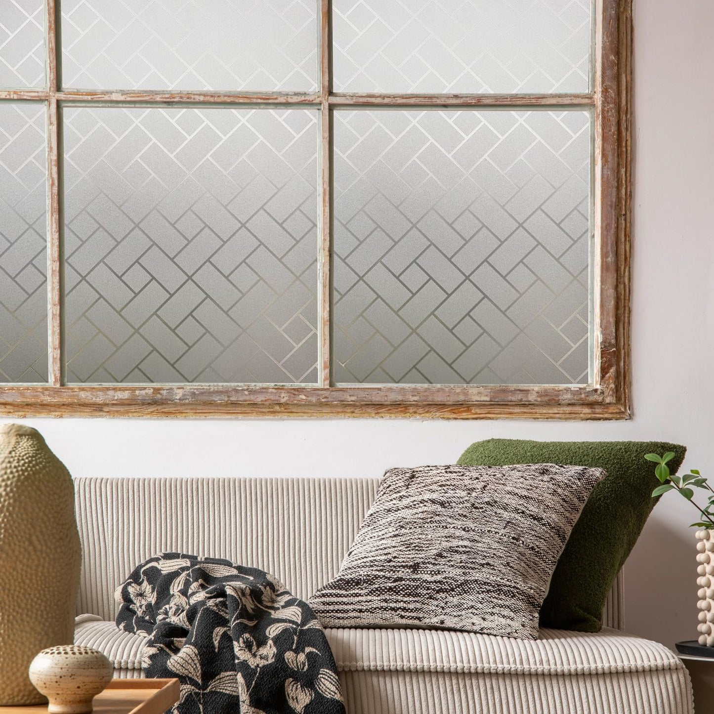 Arthome 17.7 x100 inch Privacy Window Glass Films No Glue Frosted Static Cling UV Protection Heat Control Home Decorative for Living Room Bathroom Bedroom Kitchen Office (45 x 254 cm,AHS160) - Medaid International