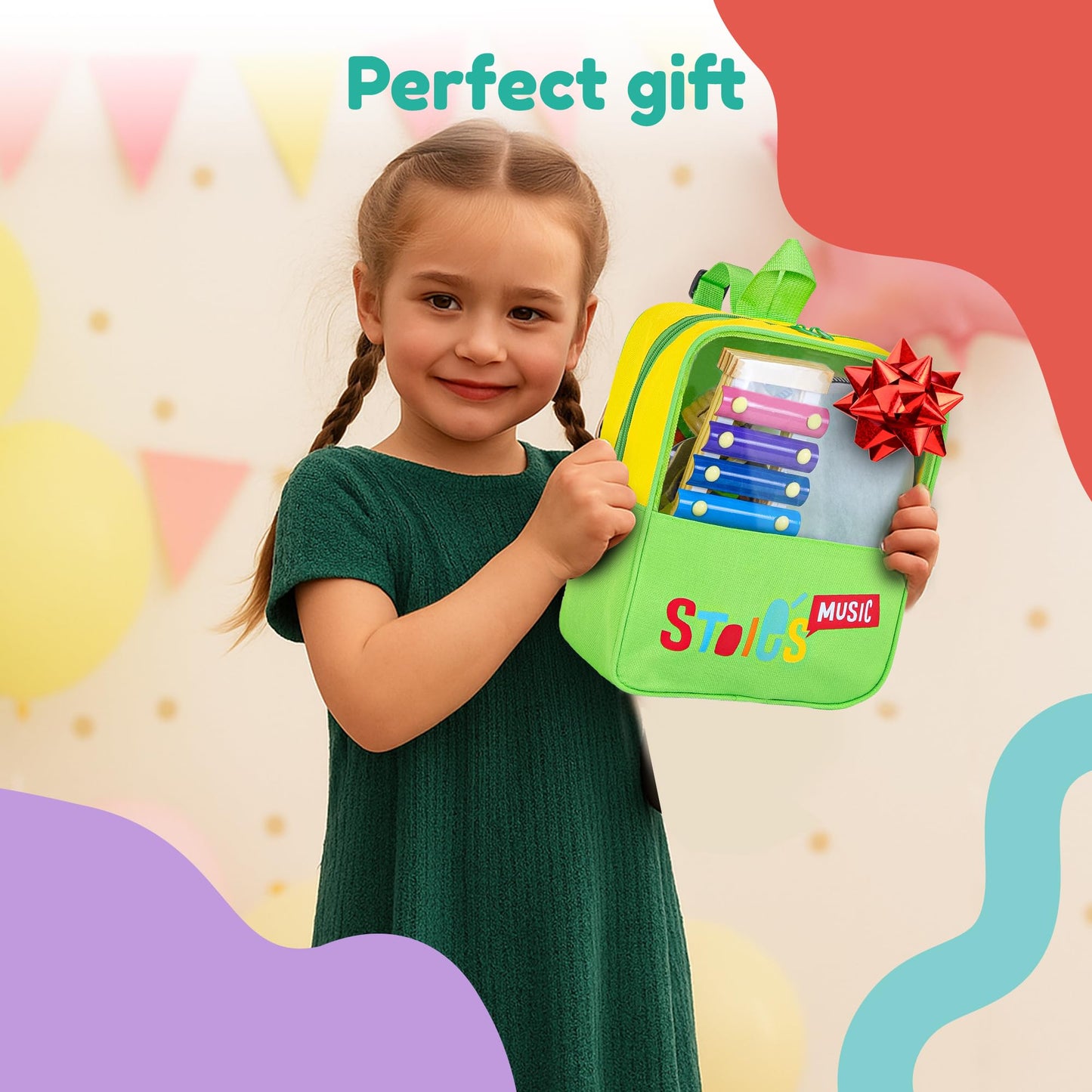 Stoie's Musical Toys for Toddlers 3-5, Wooden Percussion Instruments Toy for Kids Baby Preschool Educational Musical Toys Set for Boys and Girls with Storage Bag - Medaid International