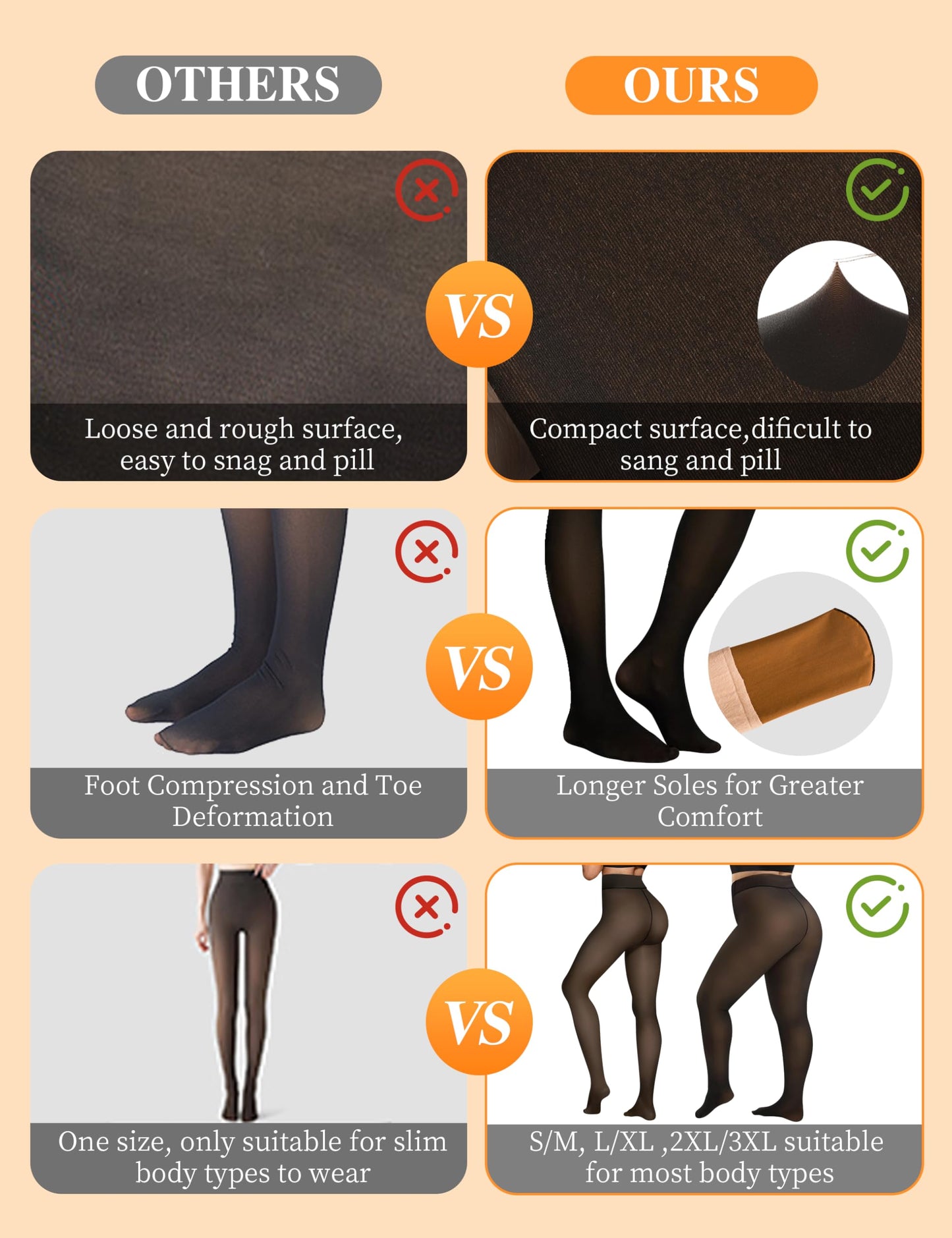 Vosda Women’s Fleece-Lined Tights - Ultra-Warm Fake Sheer Look Pantyhose Thick Leggings for Winter - Medaid International