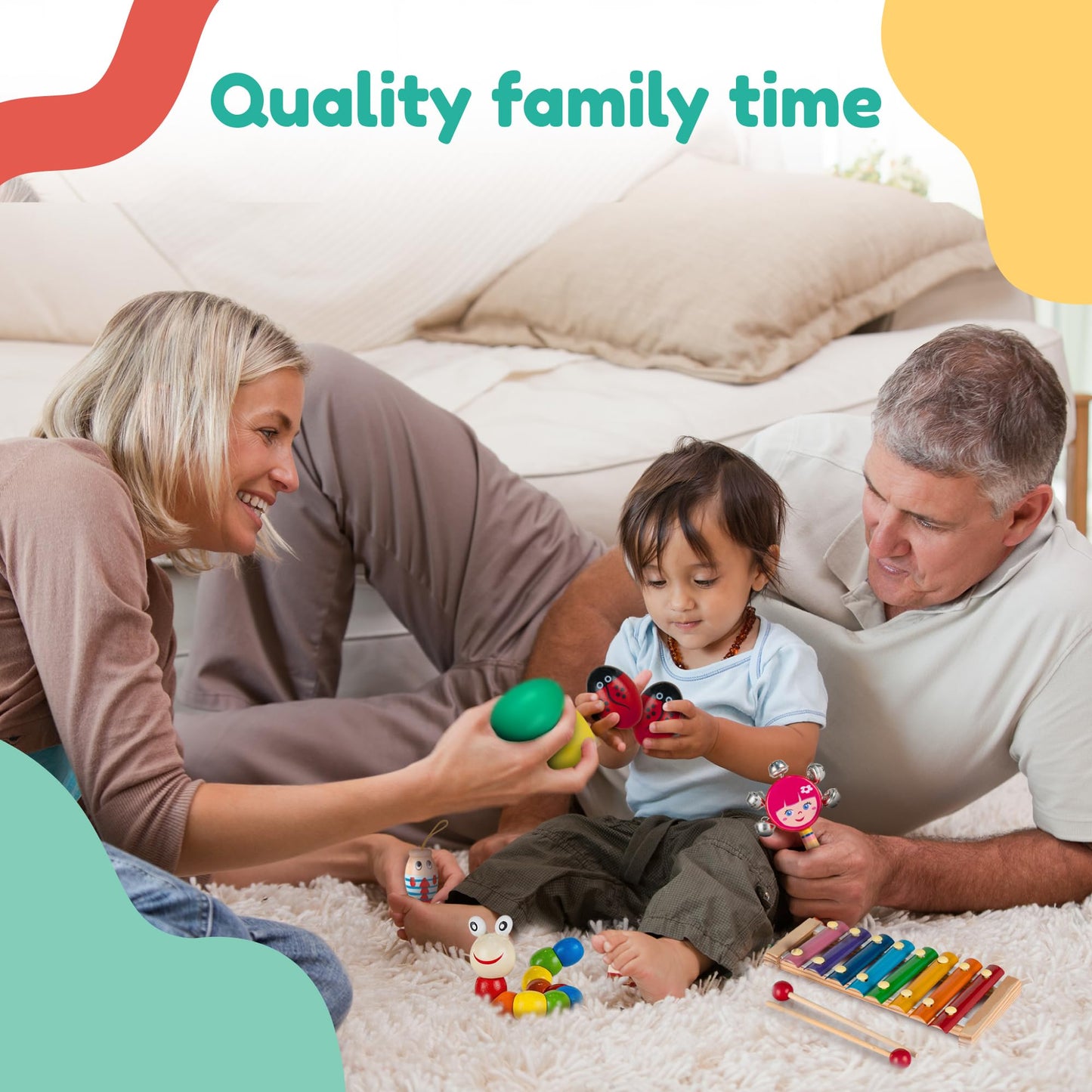 Stoie's Musical Toys for Toddlers 3-5, Wooden Percussion Instruments Toy for Kids Baby Preschool Educational Musical Toys Set for Boys and Girls with Storage Bag - Medaid International