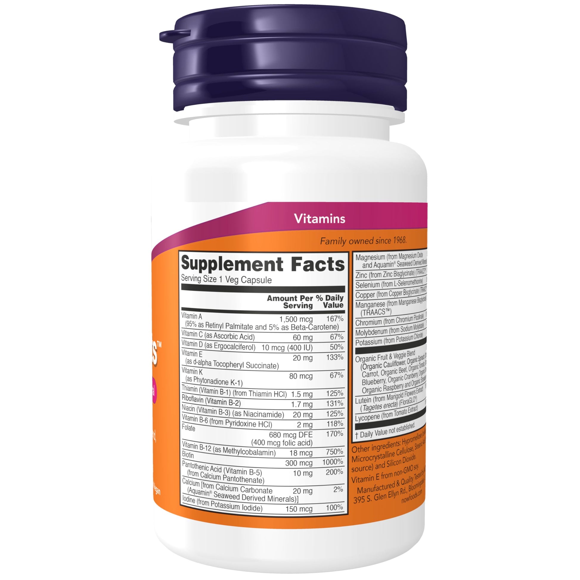 NOW Foods Supplements, Daily Vits™with Fruit & Veggie Blend, Lutein and Lycopene, 30 Veg Capsules - Medaid International