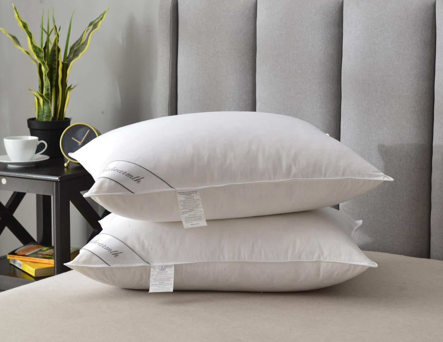 Eastwarmth Goose Down Feather Hotel Collection Bed Pillow for Sleeping,100% Cotton Cover,Medium Firm,Soft Support Standard Size(20X26IN) 1 Pack - Medaid International