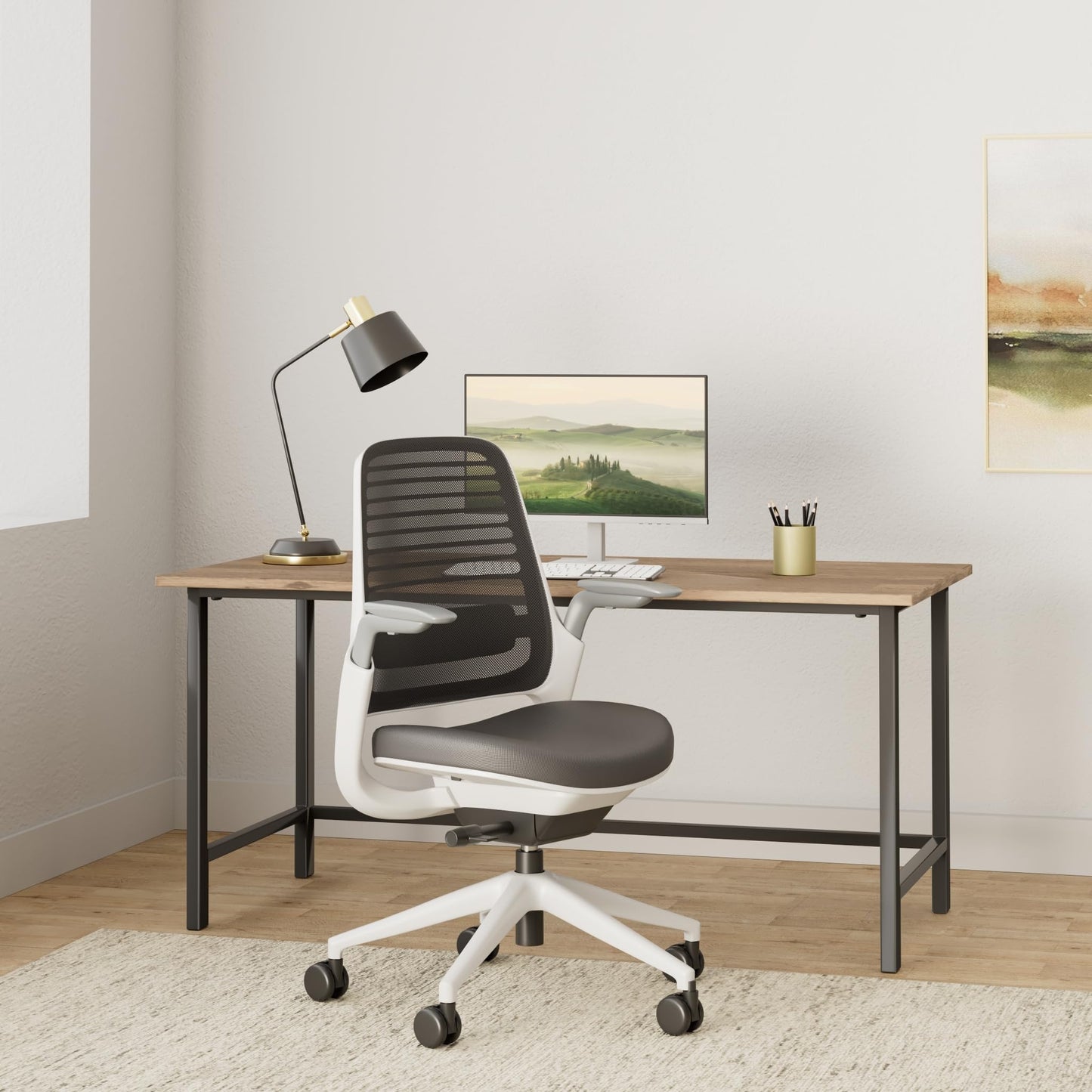 Steelcase Series 1 Office Chair - Ergonomic Work Chair with Wheels for Carpet - Helps Support Productivity - Weight-Activated Controls, Back Supports & Arm Support - Easy Assembly - Graphite, Light - Medaid International