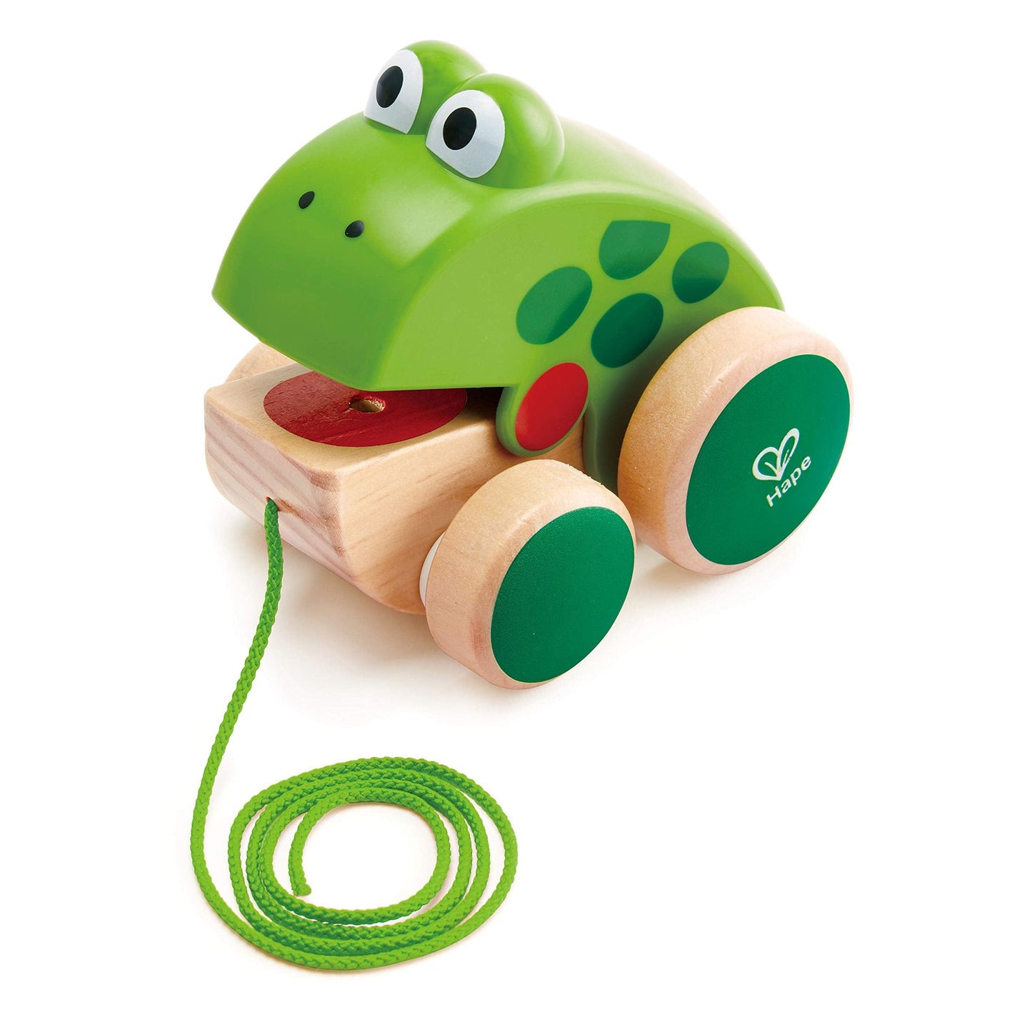 Hape Frog Pull-Along | Wooden Frog Fly Eating Pull Toddler Toy, Bright Colors - Medaid International
