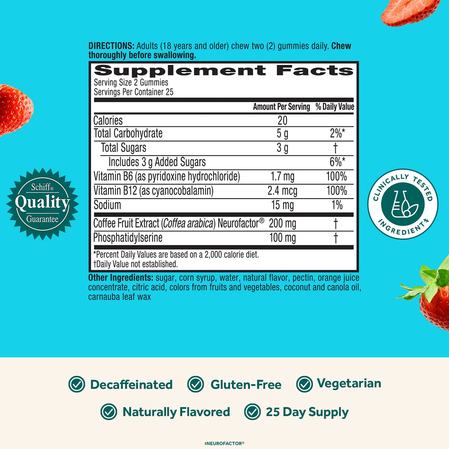 NEURIVA Plus Brain Supplement for Memory,Focus & Concentration+Cognitive Function with Vitamins B6 & B12 and Clinically Tested Nootropics Phosphatidylserine and Neurofactor,50ct Strawberry Gummies - Medaid International
