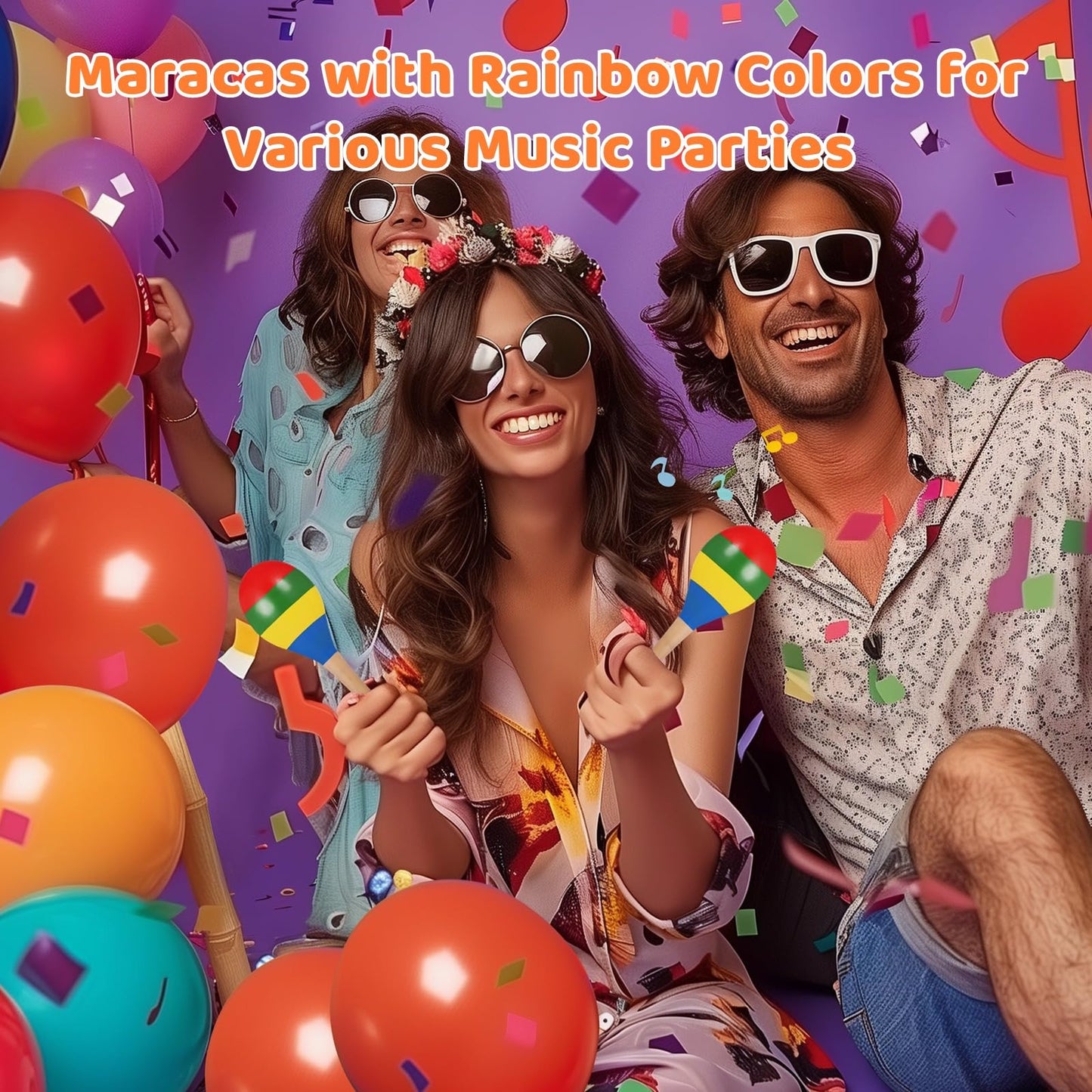 24 PCS Maracas for Adults - 7.9 Inches Multi-Colored Wooden Maracas, Lightweight Design Noisemaker Musical Fun Party Favor for Adult Mexican Party Props Birthday Carnival - Medaid International