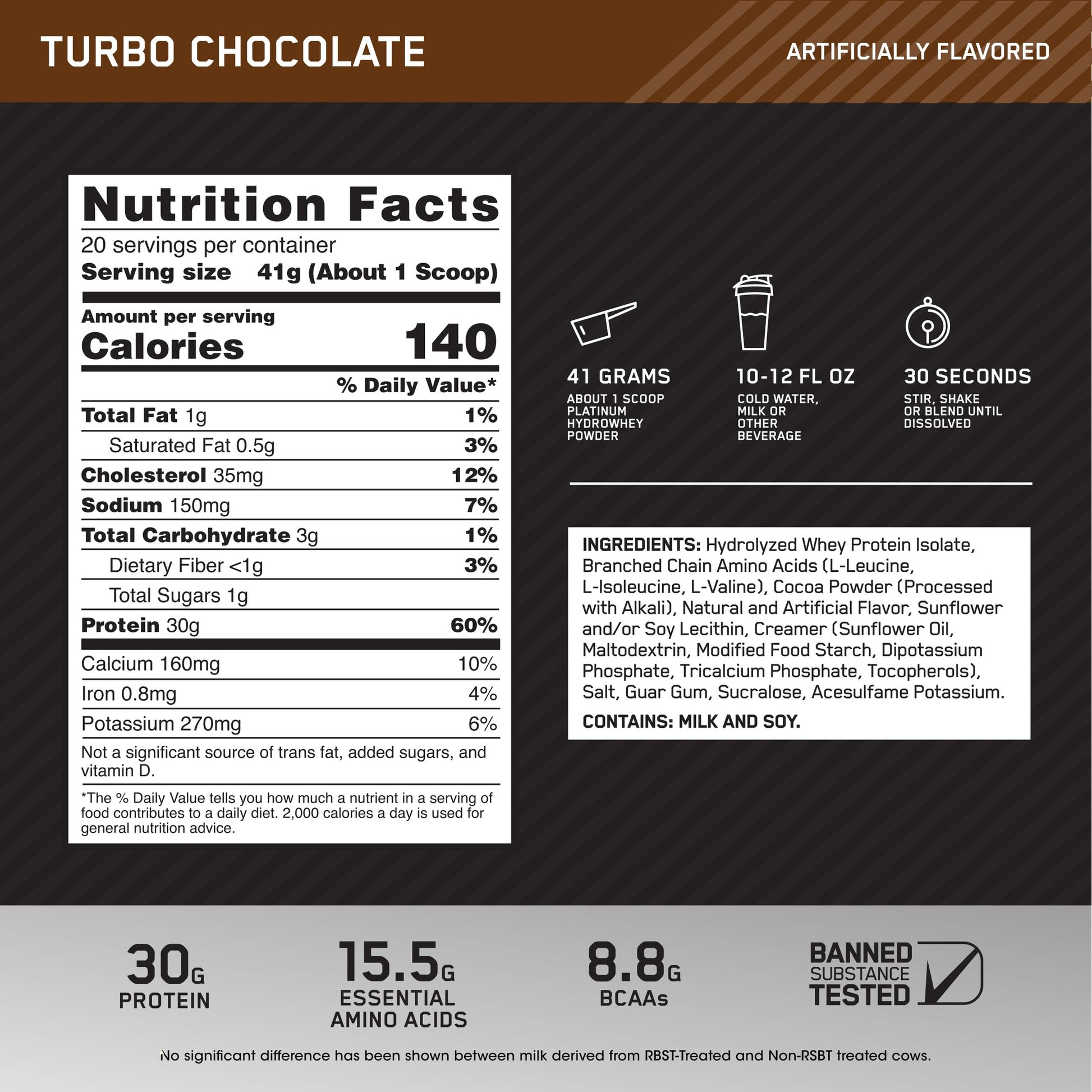 Optimum Nutrition Platinum Hydrowhey Protein Powder, 100% Hydrolyzed Whey Protein Isolate Powder, Flavor: Turbo Chocolate, 20 Servings, 1.8 Pounds (Packaging May Vary) - Medaid International