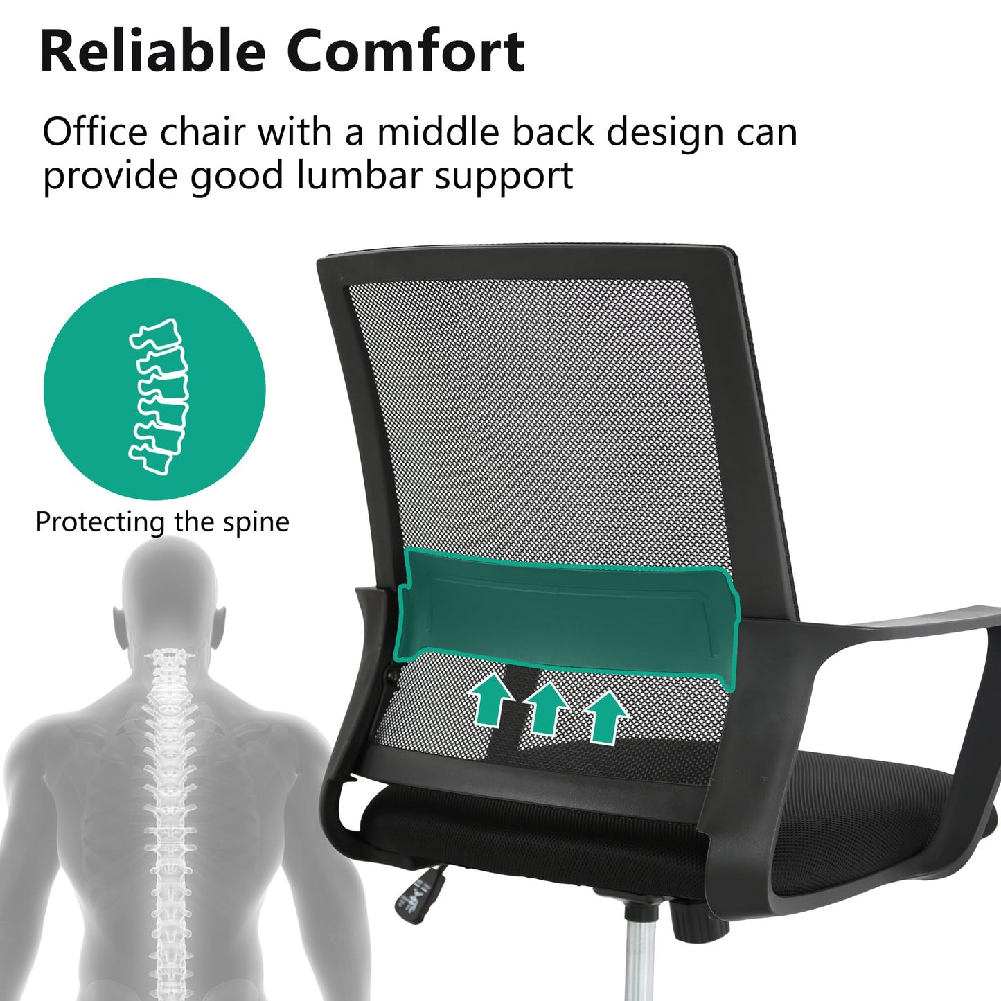 PayLessHere Gaming Chair Ergonomic Computer Chair Office Chair Video Game Chairs with Lumbar Support Desk Chair Armrest Mid Black Cushion Swivel Rolling Chair with Wheels for Home Office(Black) - Medaid International