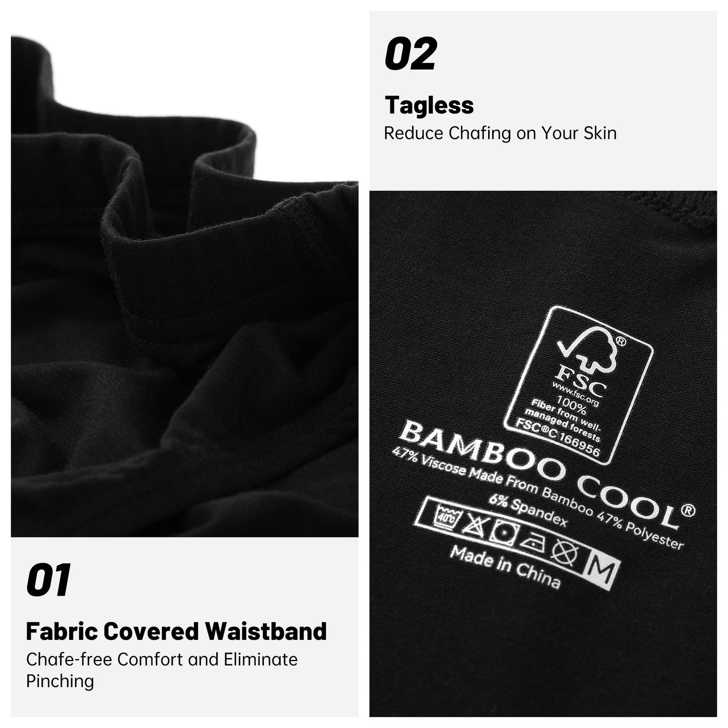 BAMBOO COOL Men's Underwear Briefs Fabric Covered Waistband Underwear Breathable Briefs with 3D Pouch Tagless Panties for Men - Medaid International