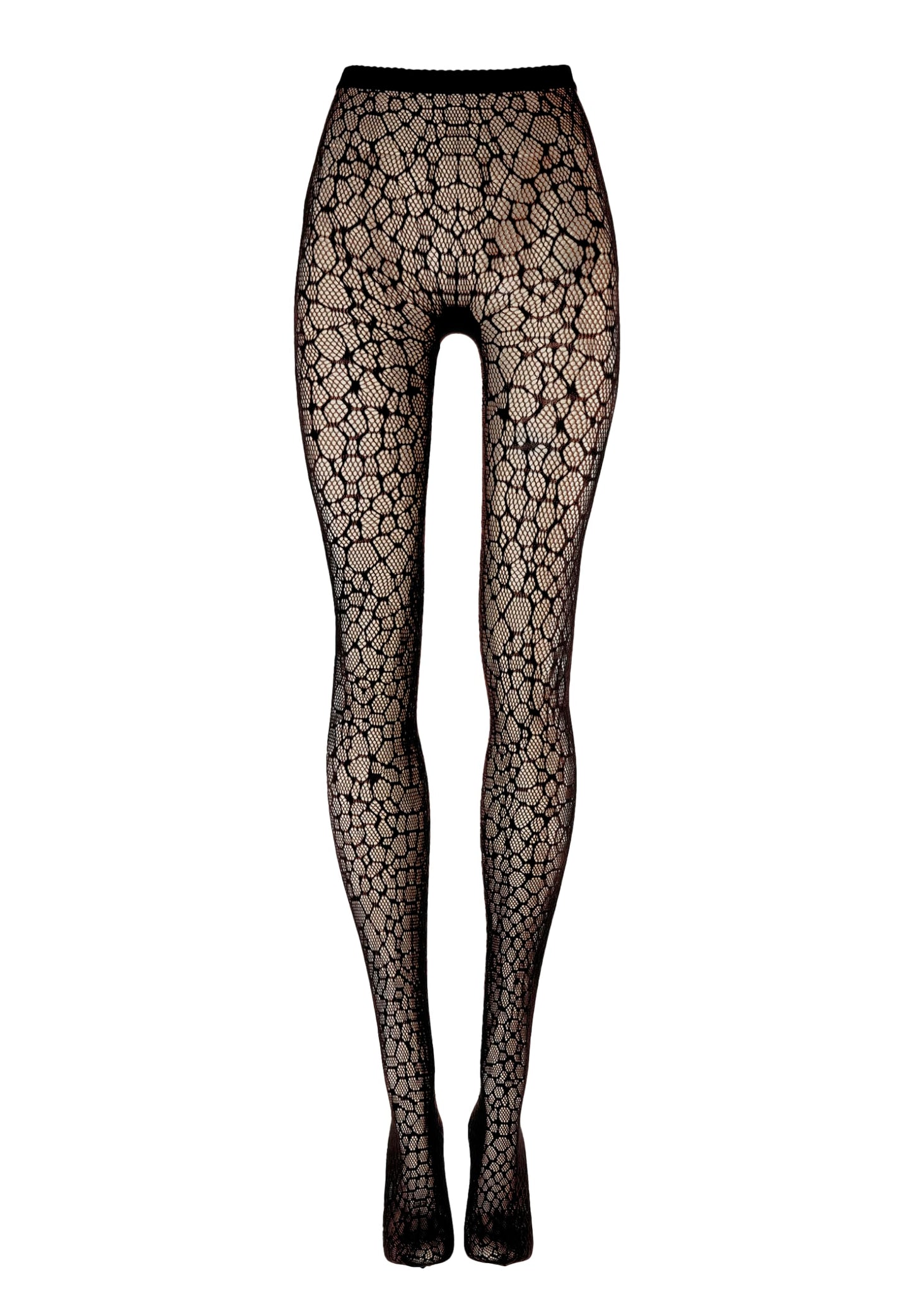 Wolford Reptile Net Tights for Women Seamless Snakeskin Fishnet Pantyhose Matte Finish Logo Waistband Eco Recycled Yarn Black Large - Medaid International