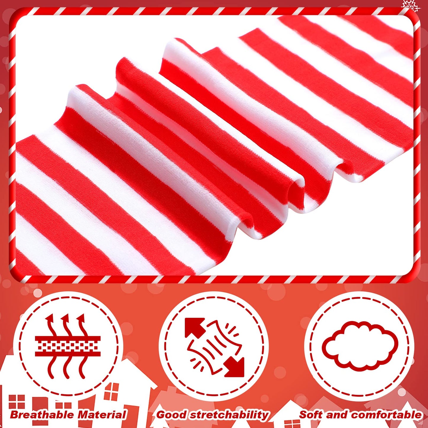 SATINIOR 2 Pairs Halloween Women Thigh High Socks Christmas Striped Long Stockings Women over Knee High Socks Gifts(Striped 1,Red,White) - Medaid International