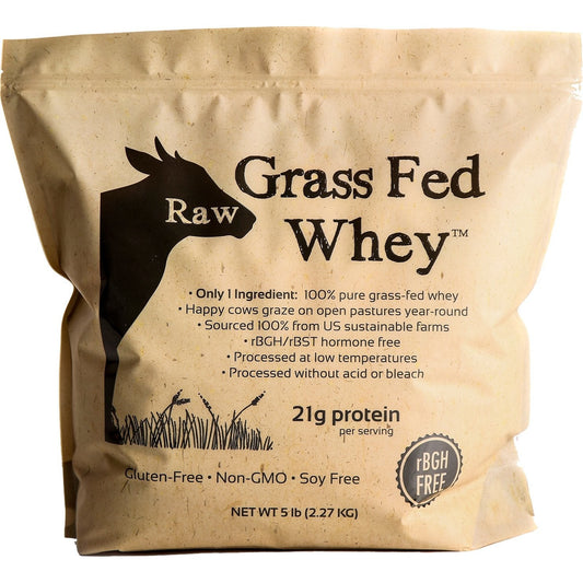 Raw Grass Fed Whey Protein Powder – Unflavored, Only 1 Ingredient: 100% Pure Grass-Fed Whey from Happy, Healthy Cows – Undenatured, Non-GMO, Hormone-Free, Gluten-Free, Made in USA, 5LB - Medaid International