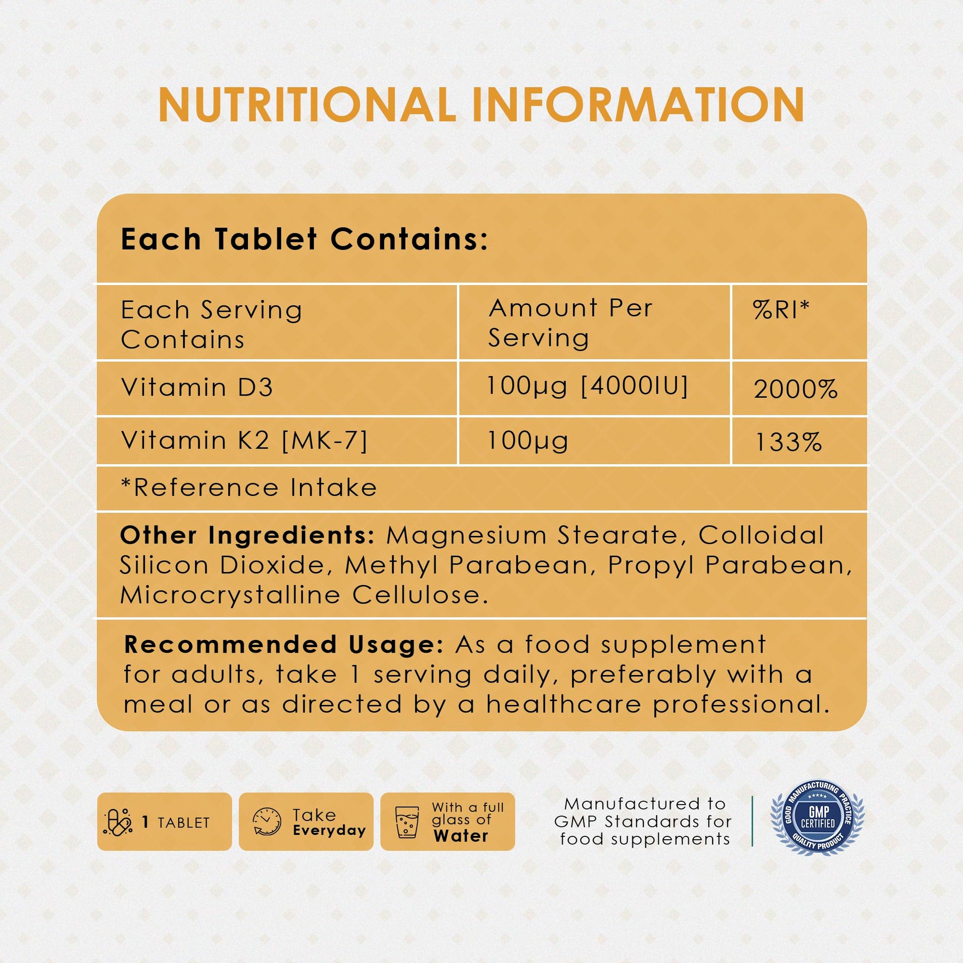 AMBROSIAL Vitamin D3 & K2 Tablets Pack of 1-120 Tablets - Medaid International