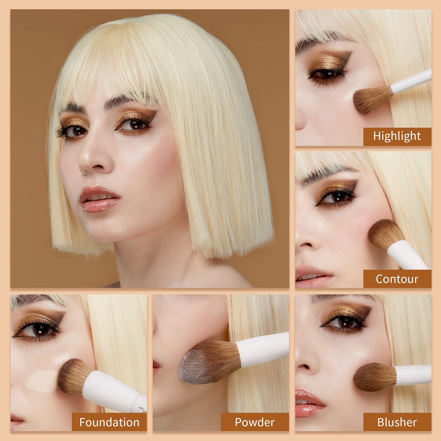 Jessup Makeup Brushes 14Pcs Makeup Brush Set Premium Synthetic Powder Foundation Contour Blush Concealer Eye Shadow Blending Liner Make Up Brush Kit Light Grey T329 - Medaid International