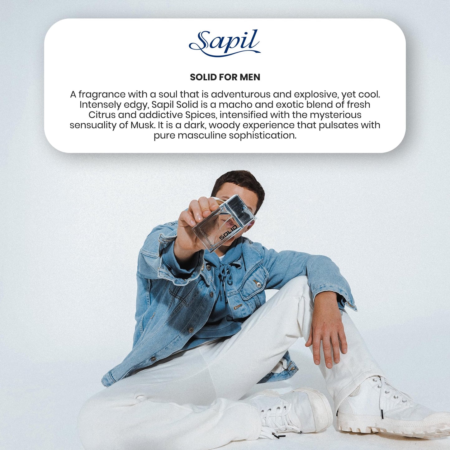 Sapil Solid Eau de Toilette for Men – Long-Lasting Dubai Toilette – Citrus, Woody, Musky & Warm Spicy Scent with Fresh & Powdery Notes – 3.4 Oz(100ml) –Premium Arabic Toilette for Daily & Evening Wear - Medaid International