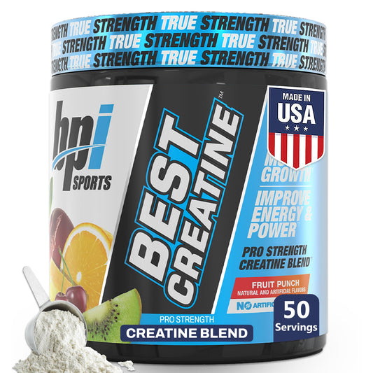 BPI Sports Best Creatine - Creatine Monohydrate Powder for Men & Women, Himalayan Salt - Strength, Pump, Endurance, Muscle Growth, Muscle Definition - No Bloat – Fruit Punch – 50 servings – 10.58 oz - Medaid International