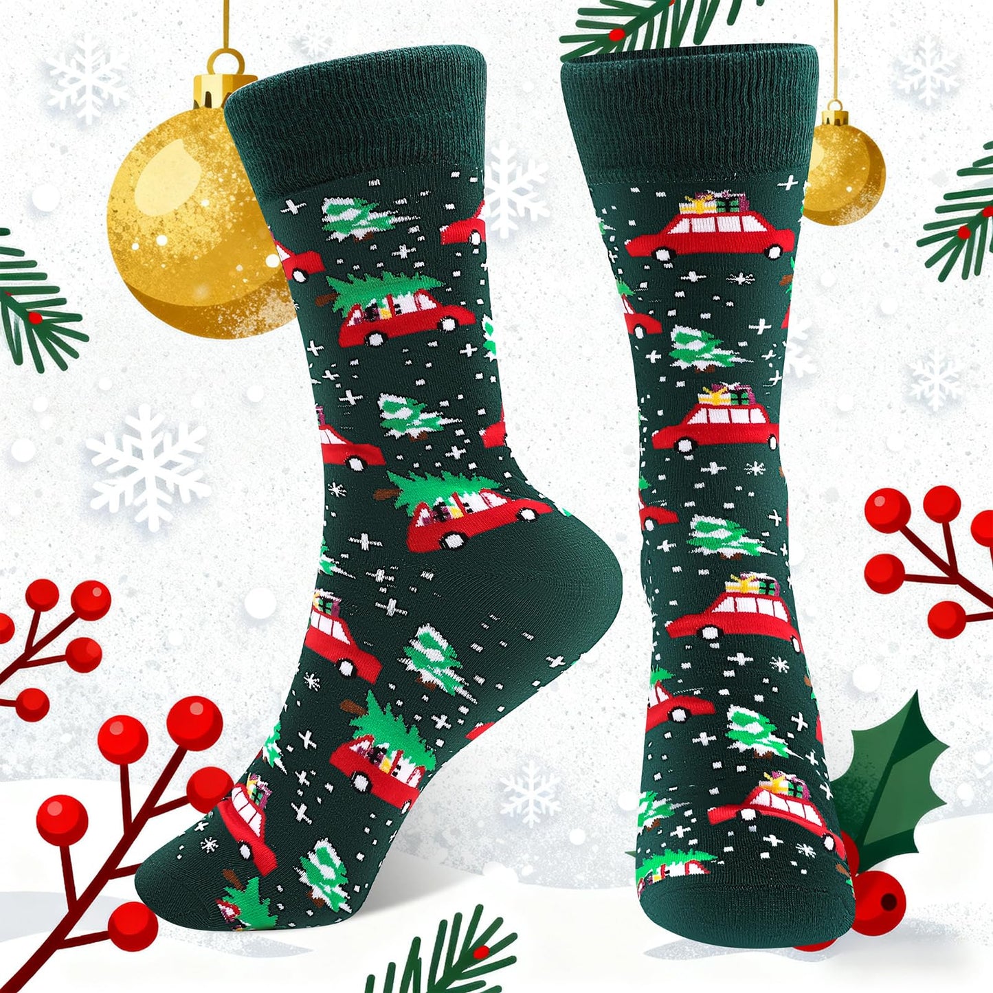 Funny Socks for Women Men Christmas Socks Fuzzy Cozy Novelty Dress Socks Festive Crew Socks Size 7.5-12 - Medaid International