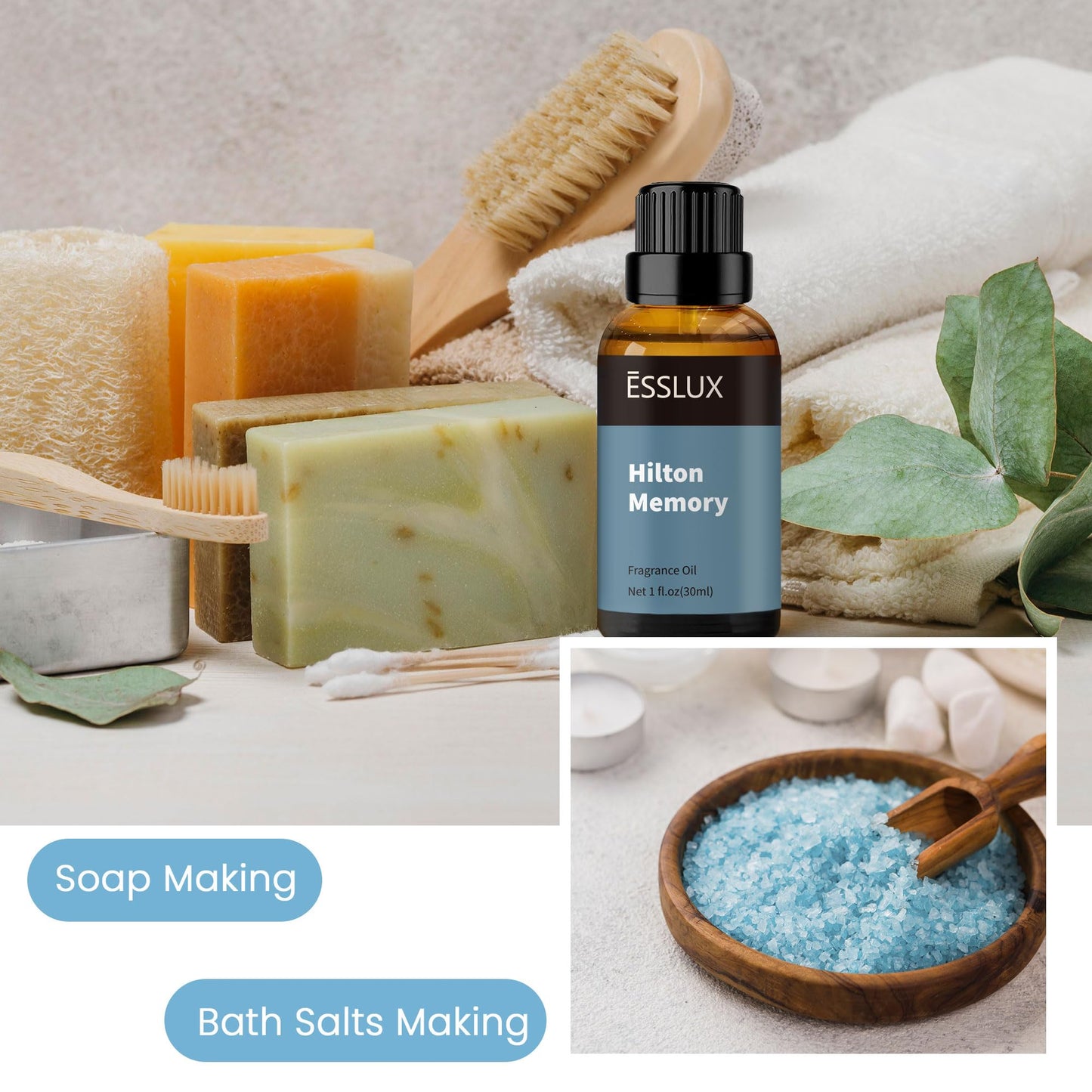 Hotel Diffuser Oil, ESSLUX Luxury Hotel Fragrance Oil Diffuser Scents, Inspired by The Hilton Hotel Scents,Essential Oils for Home for Diffuser, Massage, Soap, Candle Making Scents, Perfume, 30ml - Medaid International