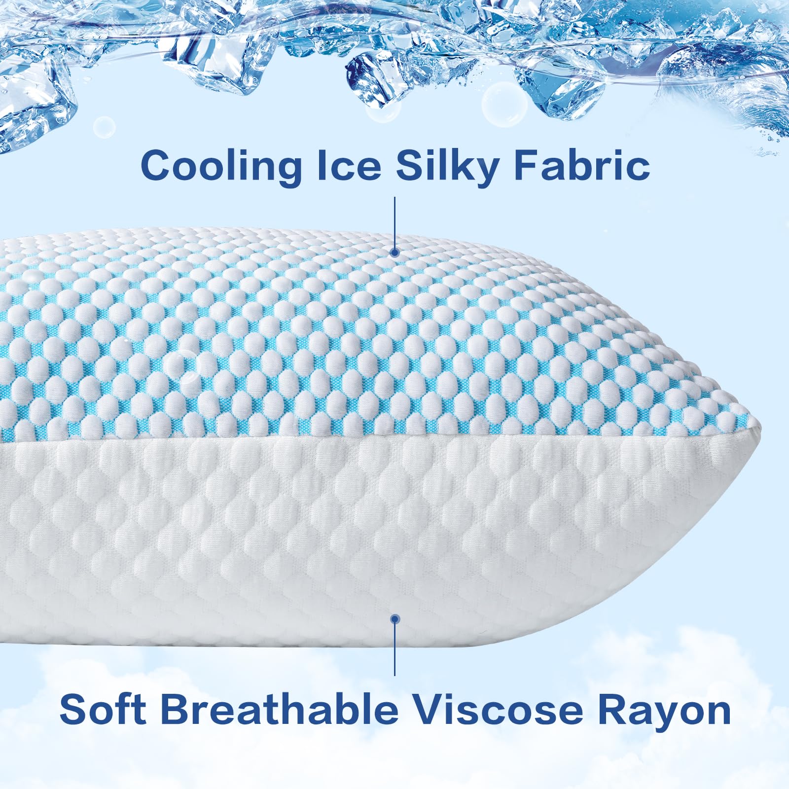 EASELAND Firm Pillow Shredded Memory Foam(Adjustable Loft), Cooling Breathable for Sleeping Queen Size 2 Pack - Medaid International