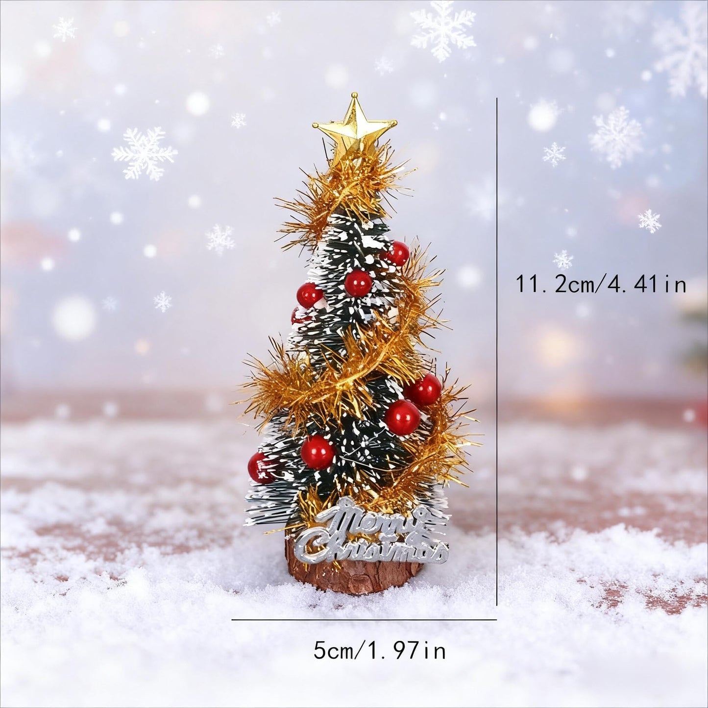 Mini Christmas Tree, Small Christmas Tree with Base, Artificial Tabletop Christmas Trees for Party and Home Decor (Yellow) - Medaid International