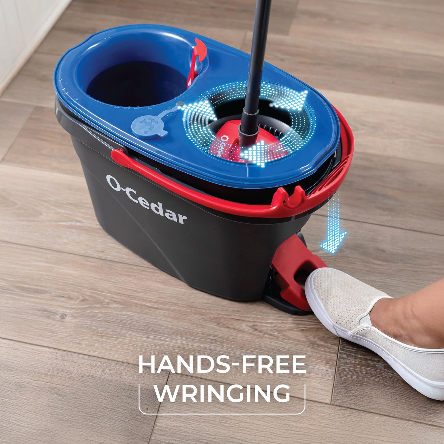 O-Cedar RinseClean Spin Mop & Bucket System + 2 Extra Mop Heads| Clean with Clean Water | Removes 99% of Bacteria - Medaid International