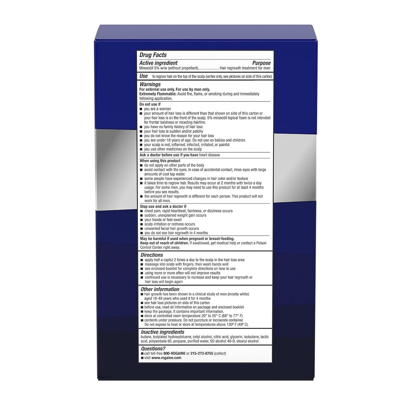 Menās Rogaine 5% Minoxidil for Men Foam, Clinically Proven Regrowth for Thinning Hair, Topical Hair Loss Treatment, Unscented Topical Aerosol, Results in 8ā16 Weeks, 3-Month Supply, 3 x 2.11 oz - Medaid International