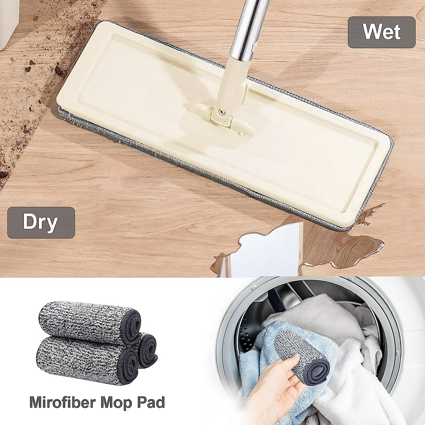 Household Cleaning Tool Wet Dry Hand-Free Mop Bucket Set With Plastic Basket Cloth Material - Medaid International