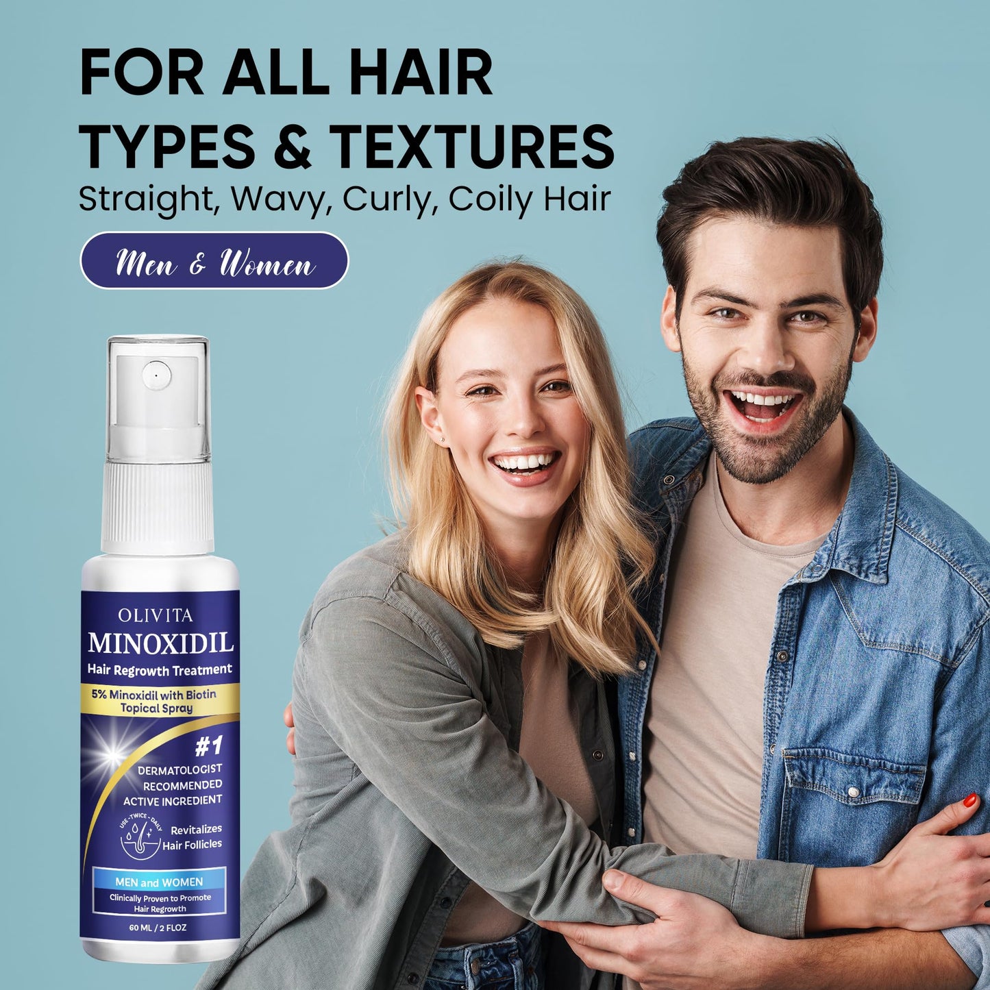 Minoxidil for Men and Women Hair Growth: 5% Minoxidil Spray Hair Regrowth Treatment Serum with Biotin & Rosemary -Stop Hair Thinning and Hair Loss For Stronger Thicker Longer Hair - 2 Pack - Medaid International