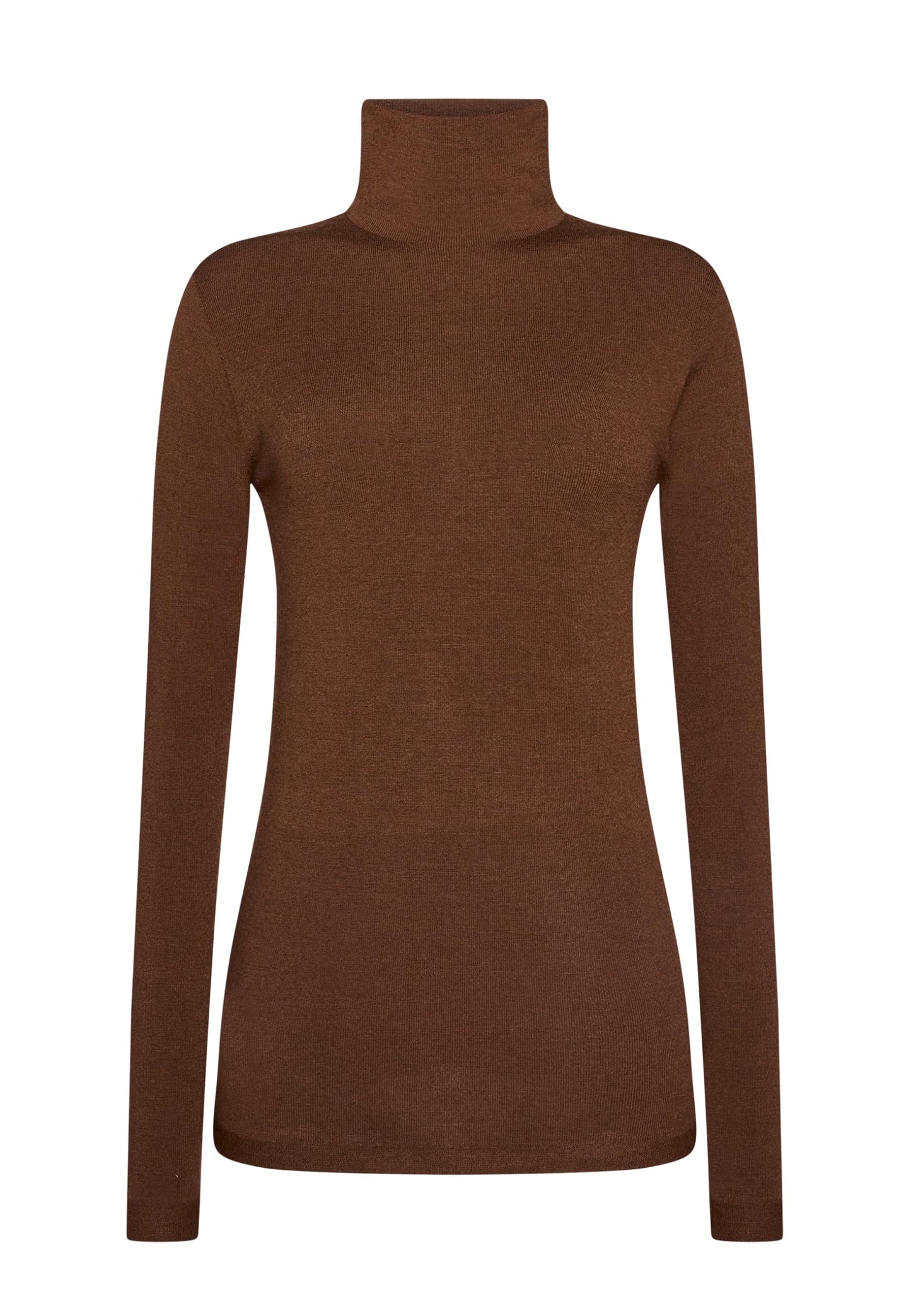 Wolford The Merino Top Long Sleeves For Women Wool Turtleneck Seamless Slim Fit Layering Shirt Warm Base Layer Sweater umber Brown Small - Medaid International
