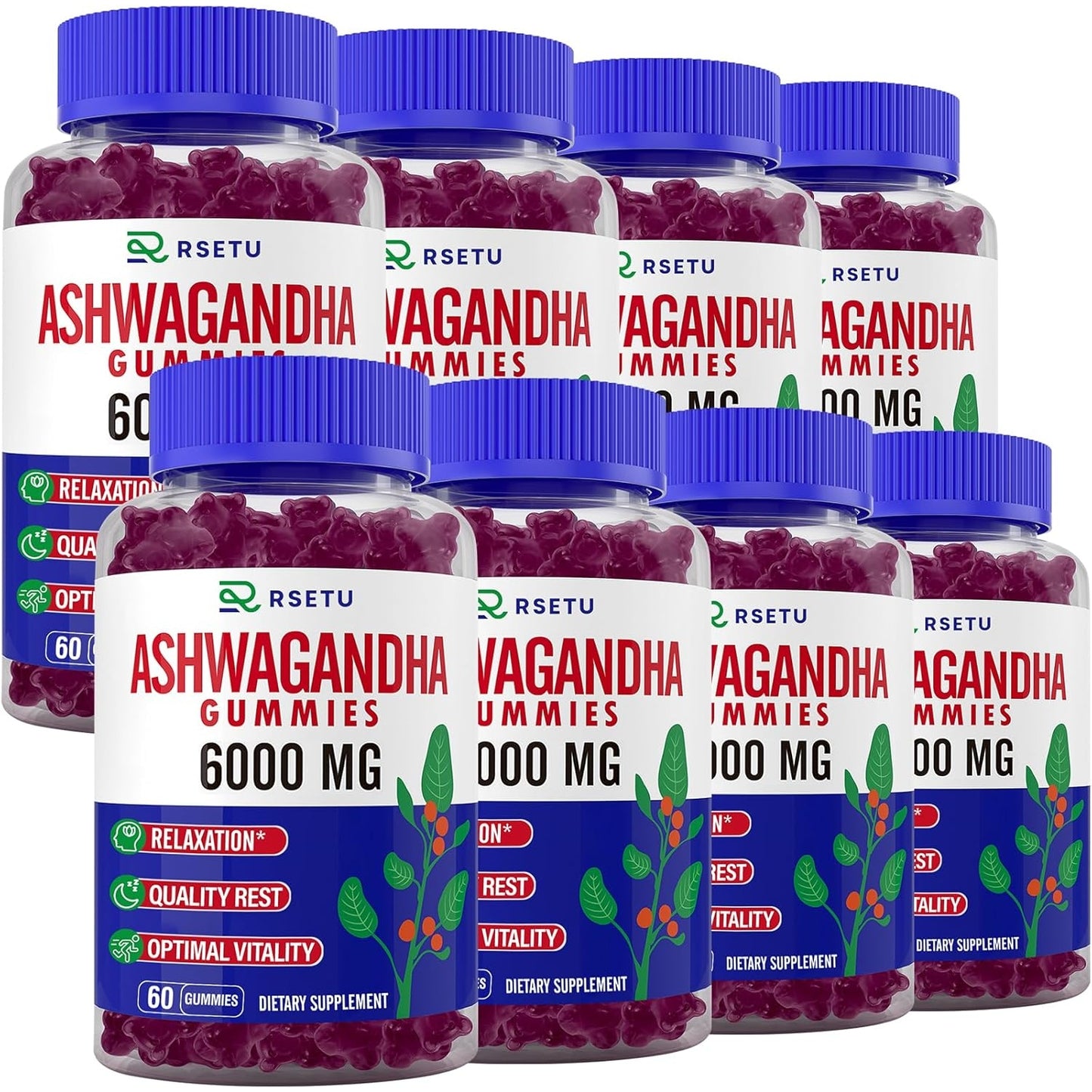 Ashwagandha Gummies for Women & Men, 6000 mg Organic Ashwagandha Root Extract with Vitamins, L-Theanine, Cortisol Regulation Supplements for Relaxation, Rest, Energy & Immune Health, 600 Vegan Gummies - Medaid
