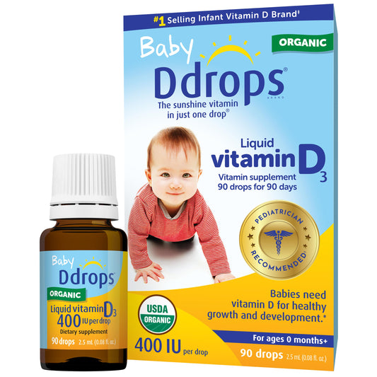 Ddrops Baby 400 IU, Vitamin D, 90 Drops 2.5mL (0.08 Fl. Oz (Pack of 1)) - Medaid International