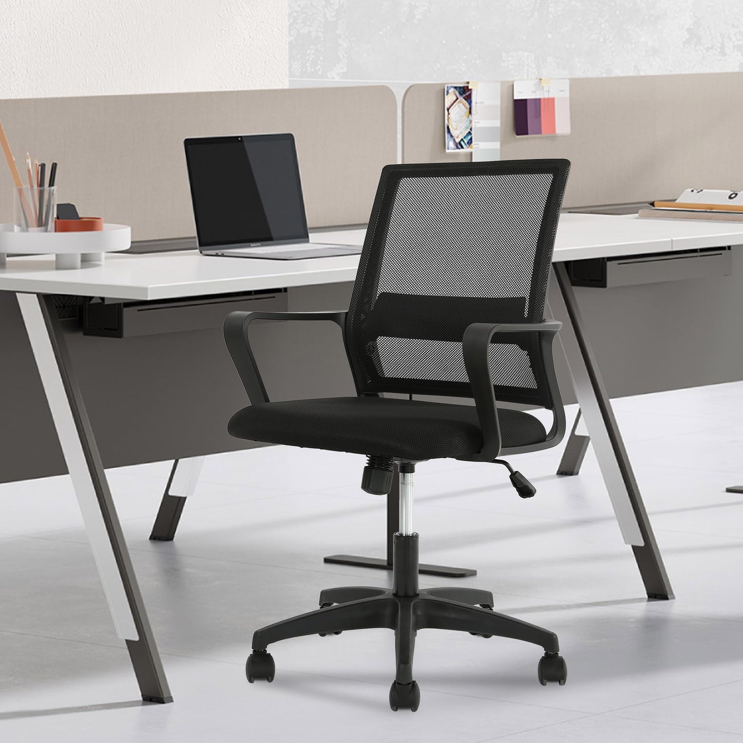 PayLessHere Gaming Chair Ergonomic Computer Chair Office Chair Video Game Chairs with Lumbar Support Desk Chair Armrest Mid Black Cushion Swivel Rolling Chair with Wheels for Home Office(Black) - Medaid International