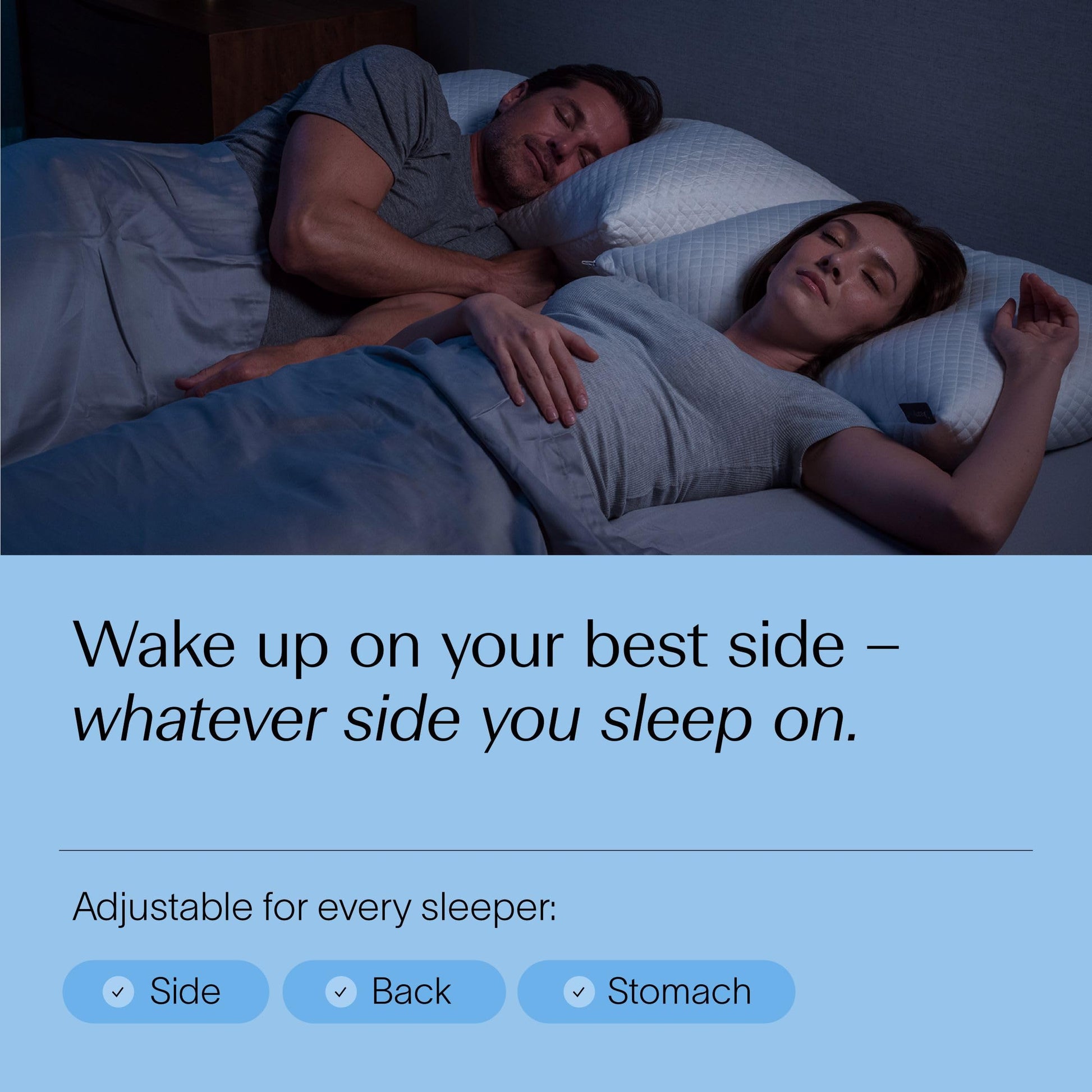 DreamyBlue Signature Pillow w/Adjustable Loft β’ Shredded Memory Foam Fill β’ Neutral Alignment for Side, Back, and Stomach Sleepers β’ Washable Bamboo Rayon Cover β’ CertiPUR-US Certified Foam (Queen) - Medaid International