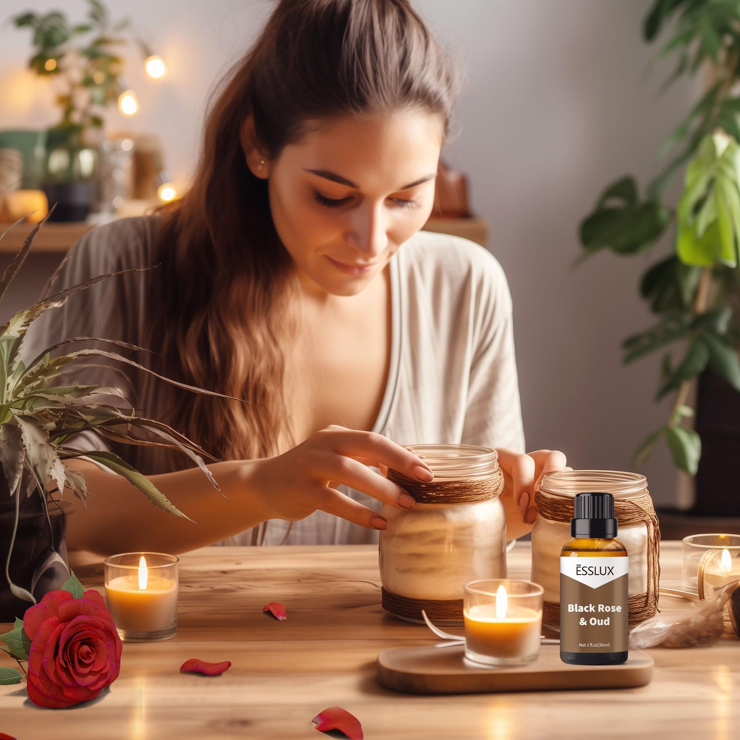 Black Rose & Oud Fragrance Oil - ESSLUX Essential Oils for Diffuser, Candle Soap Making Scents, Aromatherapy Scented Massage, Perfume for Humidifier Home Fragrance, 1 fl oz - Medaid International