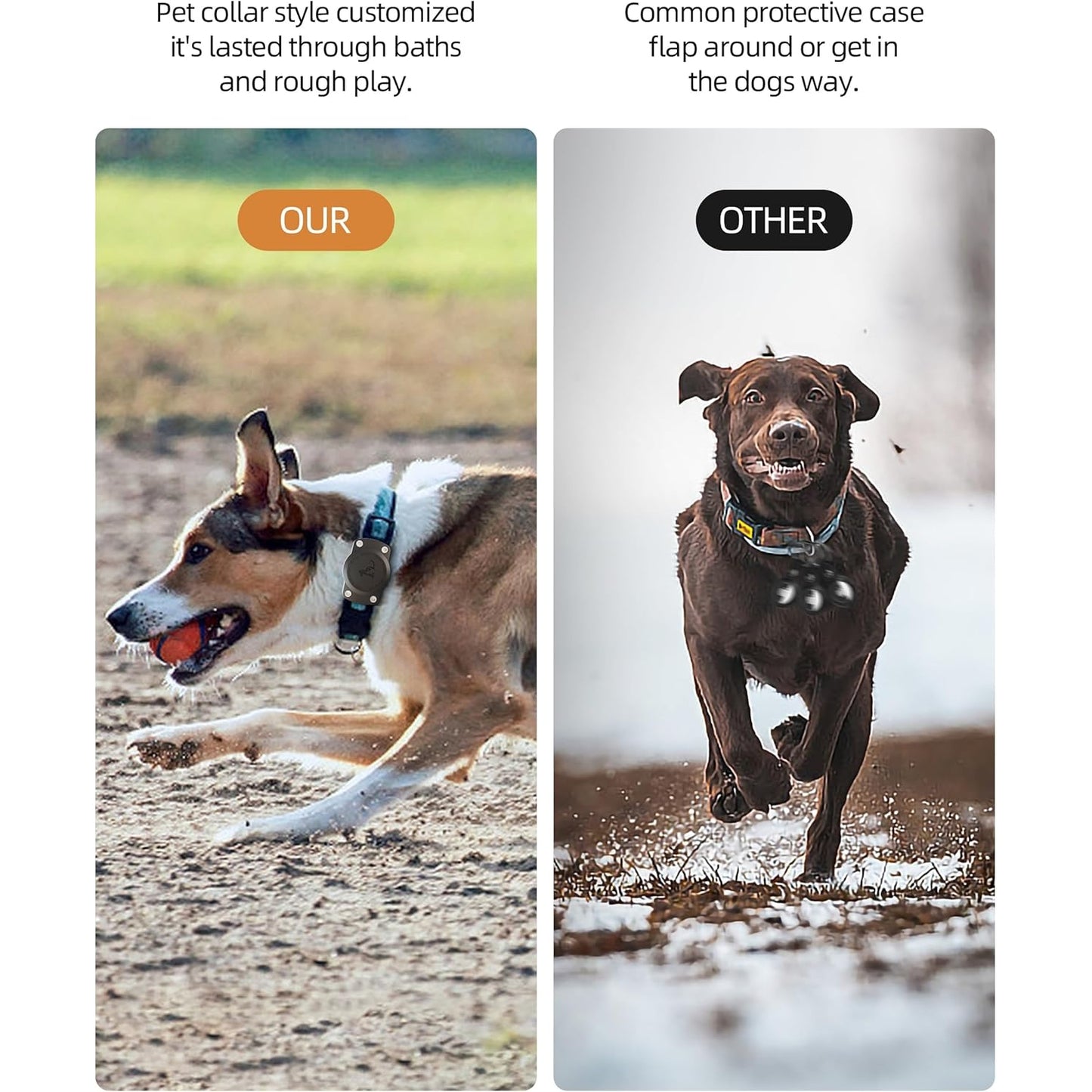 Airtag Dog Collar Holder, Waterproof & Lightweight Air Tag Holder, AirTag Case for Apple AirTag| Fits Within 1.3" Large/Medium/Small Cat & Dog Collars | Ideal Gift for Pet Owners (Black) - Medaid International