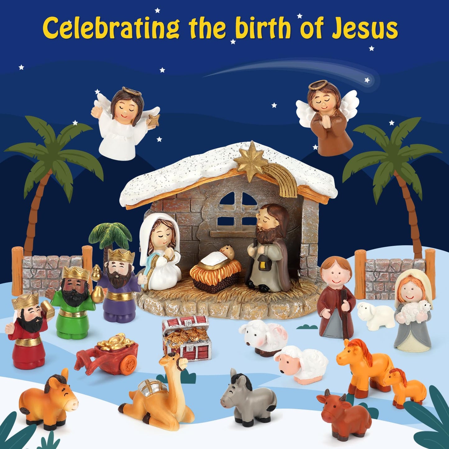 Nativity Advent Calendar 2025 for Kids - 24 Days of Nativity Set for Kids - Toddler Advent Calendar for Boys & Girls - Christmas Countdown Calendar Gifts for Children Ages 1 2 3 4 5+ - Medaid International