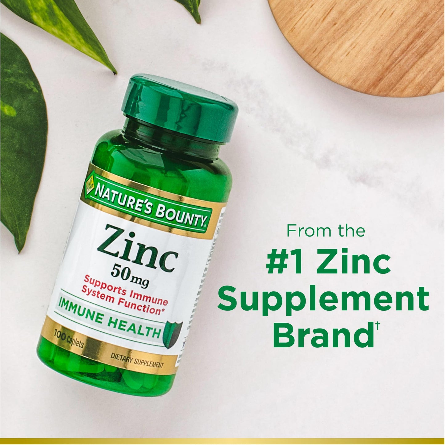 Nature’s Bounty Zinc 50mg | Immune System, Skin, & Antioxidant Health Support | Contributes to DNA Formation | Vegetarian, Non-GMO, Gluten Free | 100 Caplets, 1 Serving Per Day for Daily Health - Medaid International