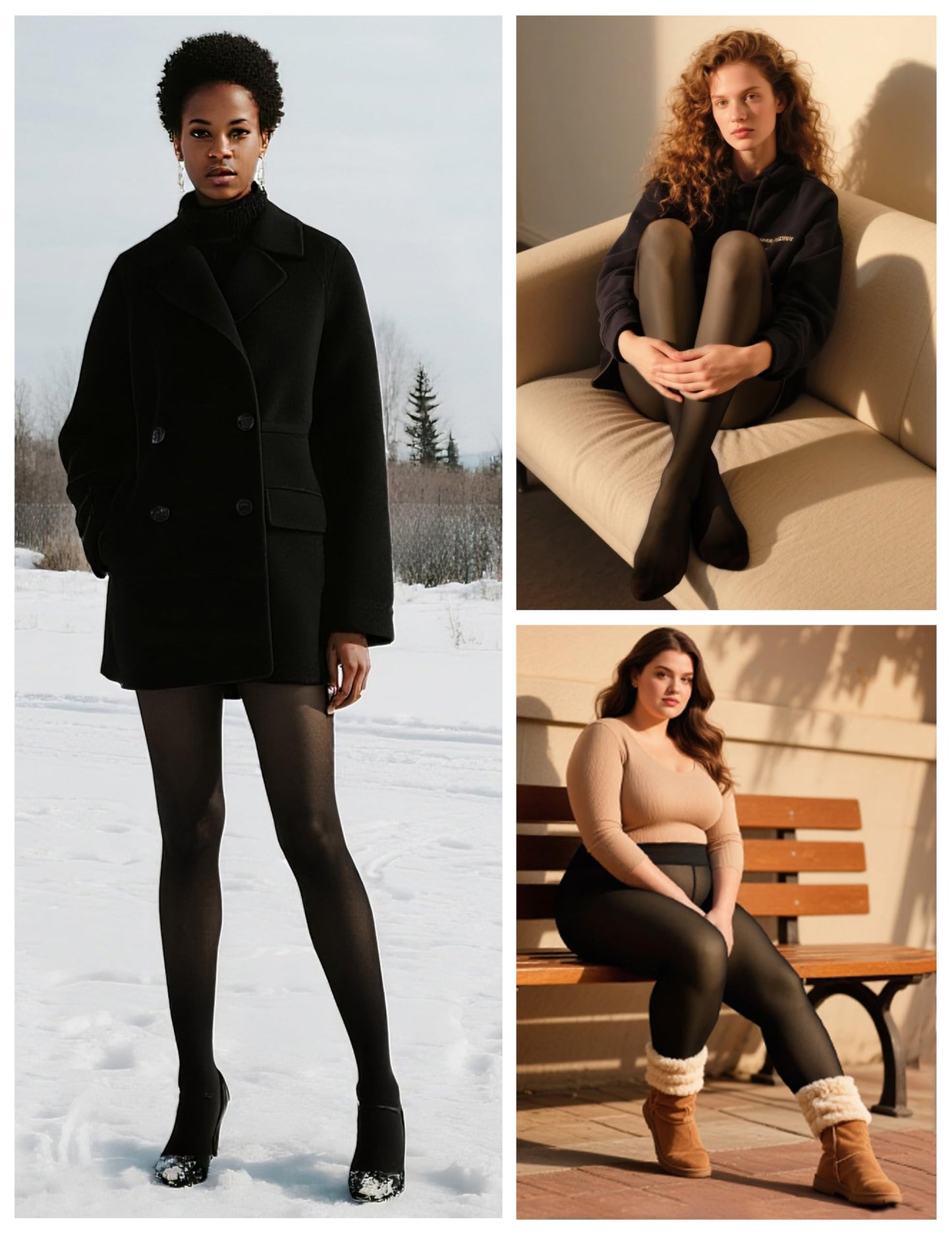 Vosda Women’s Fleece-Lined Tights - Ultra-Warm Fake Sheer Look Pantyhose Thick Leggings for Winter - Medaid International