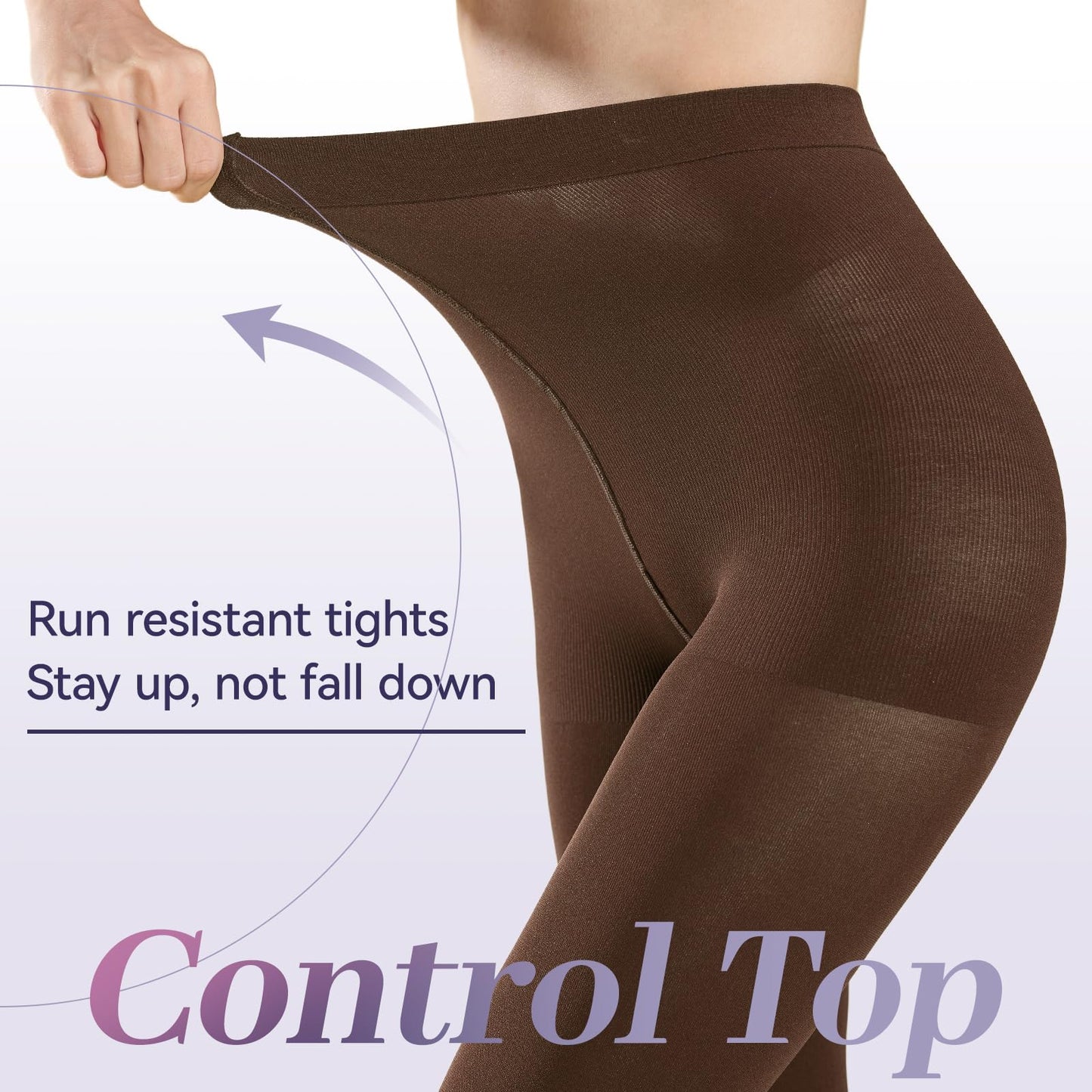 MANZI 2 Pairs Women's Run Resistant Control Top Panty Hose Opaque Tights - Medaid International