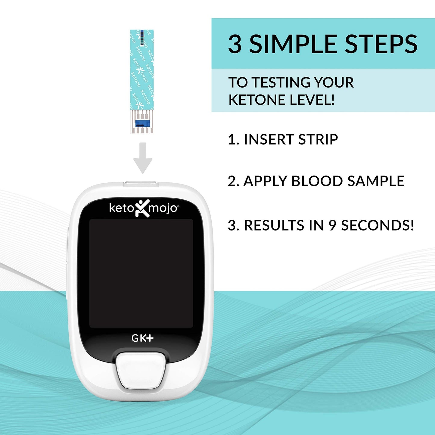 KETO-MOJO Blood Glucose and Ketone Test Strips Combo Pack | 60 Glucose + 60 Ketone Strips (120 Count) | for Use Only with GK+ Meter - Medaid International